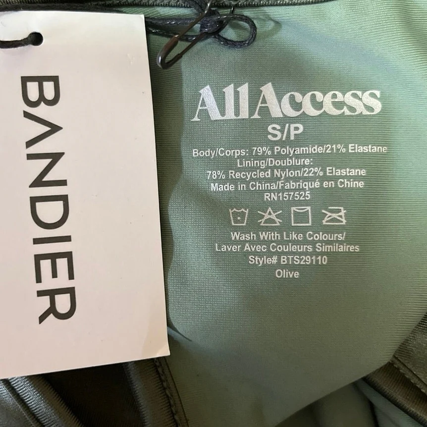 All Access x Bandier NWT Green Scoop Neck Racerback Front Row Sports Bra Size S - Image 3