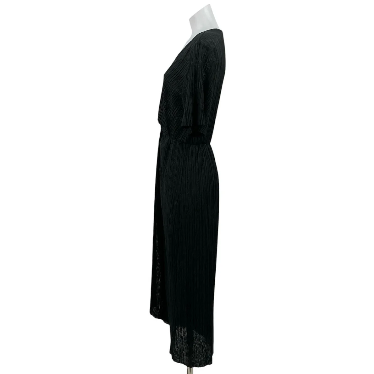 All in Favor Black Short Sleeve V Neck Textured Twist Front Maxi Dress Size S - Image 2