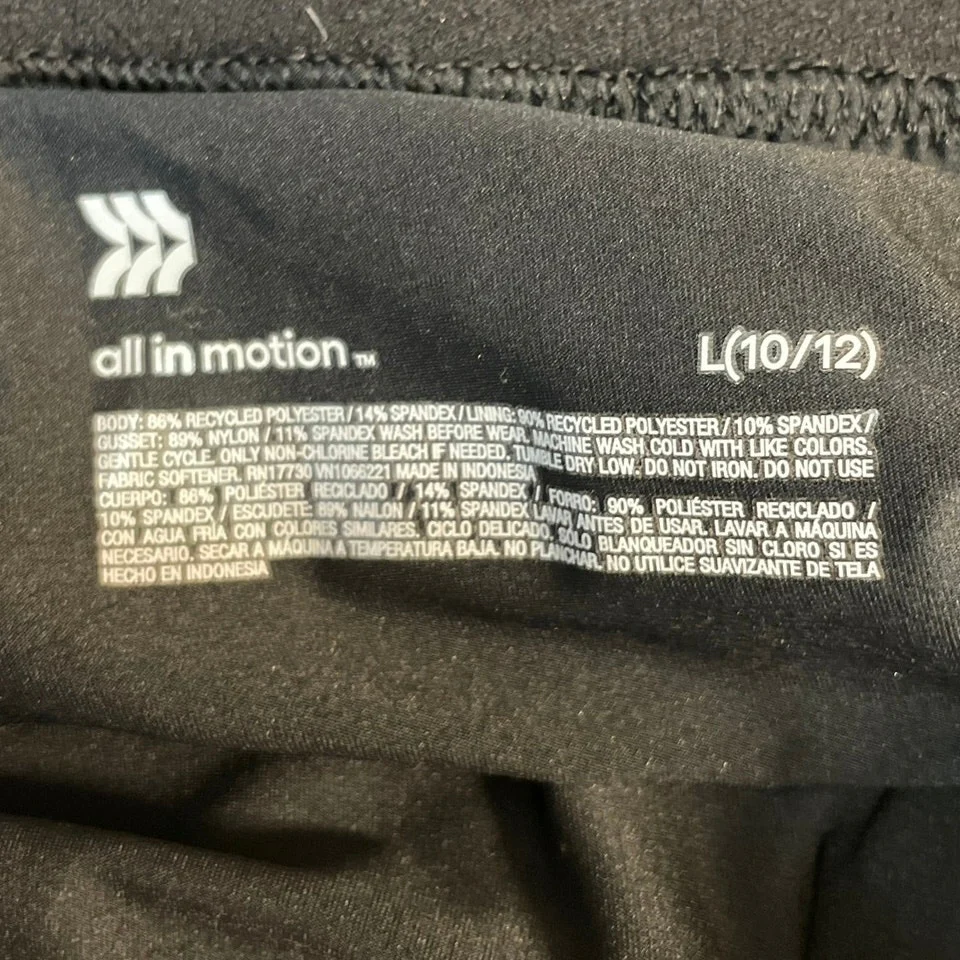 All In Motion Black Pleated Elastic Waist Tennis Golf Athletic Skirt Skort Sz L - Image 4