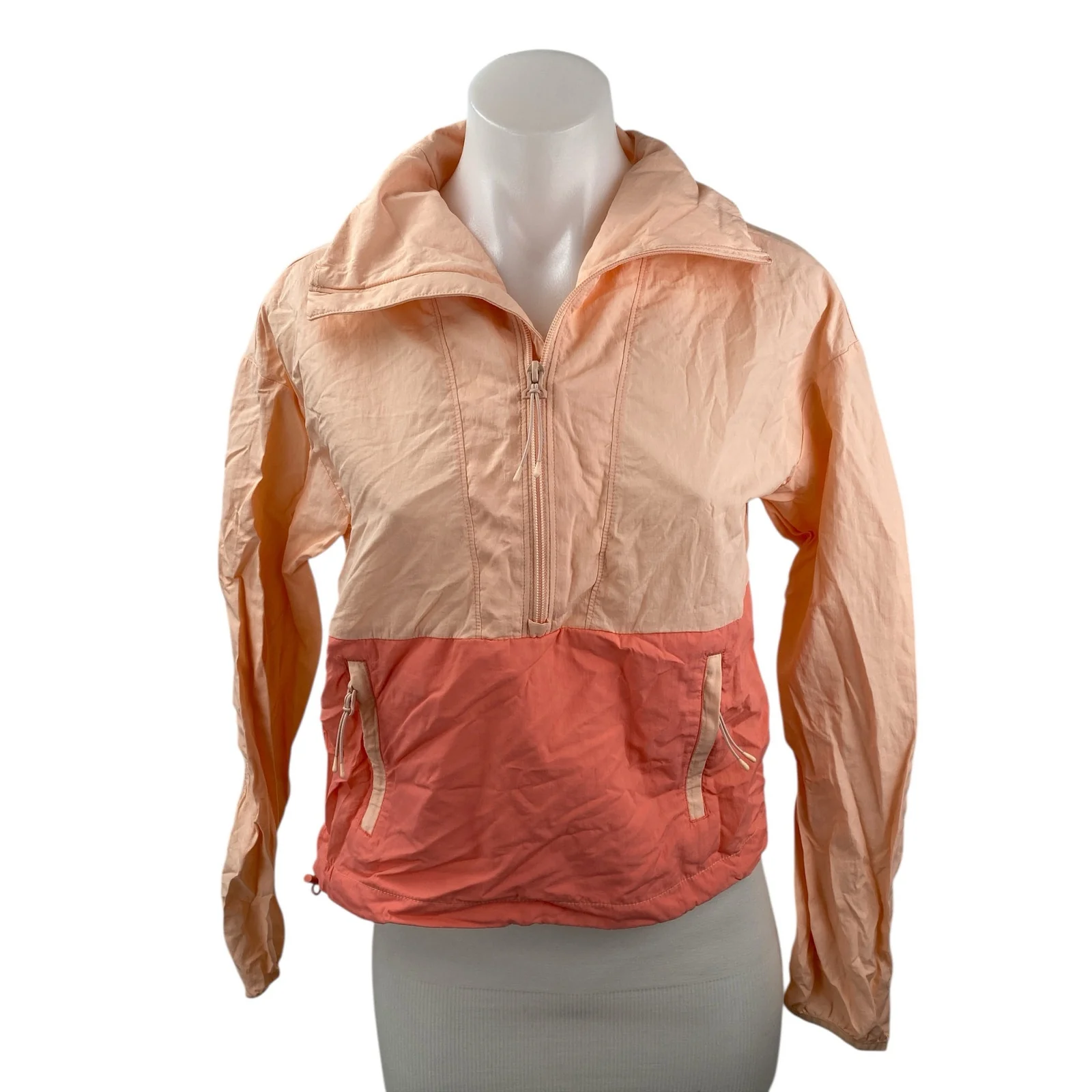 All in Motion Orange Colorblock Collar Long Sleeve Activewear Sports Shirt Top M