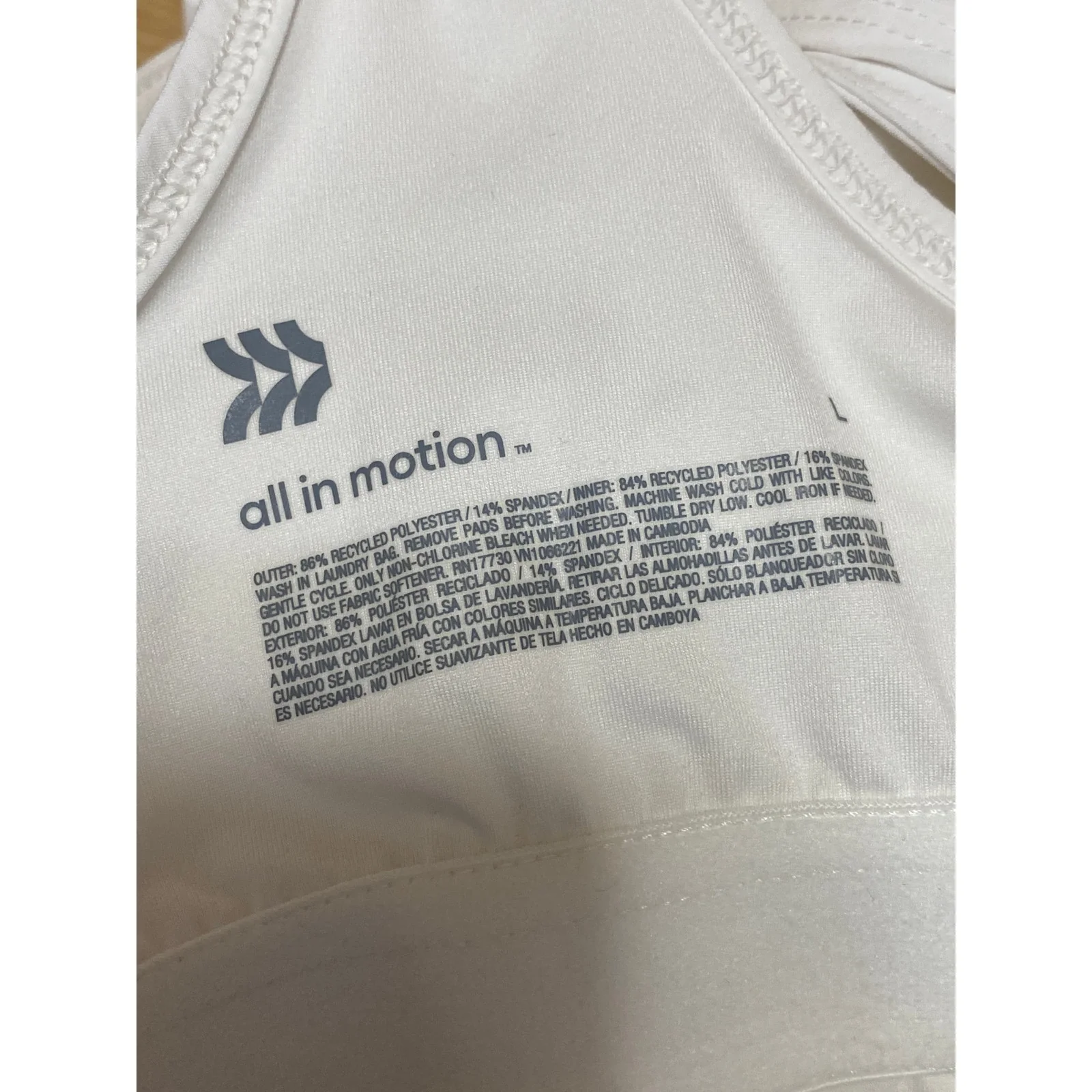 All In Motion White Sleeveless Racerback Scoop Neck Tennis Athletic Dress Size L - Image 4