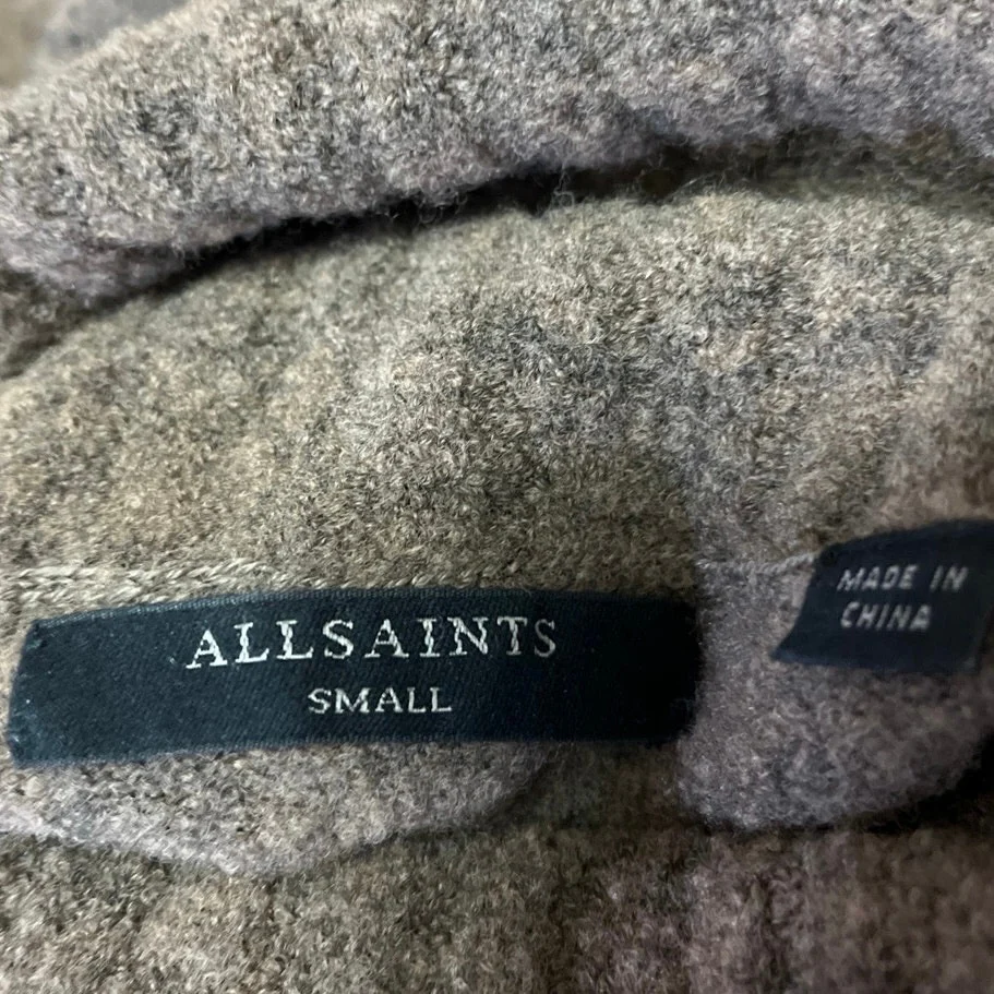 AllSaints Alpha Roll Neck Brown Wool Turtleneck Pullover Sweater Top Size S - Image 4