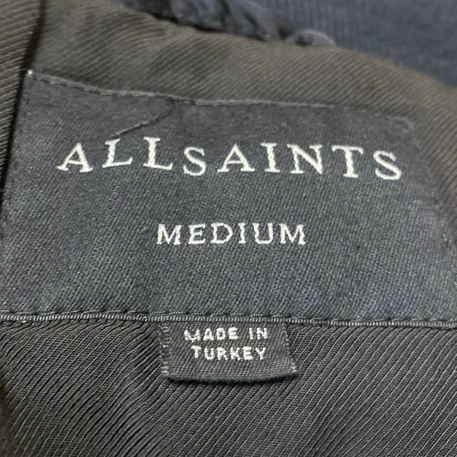 AllSaints Bree Women's Black Laced Up Full Zip Long Sleeve Bomber Coat Jacket M - Image 5