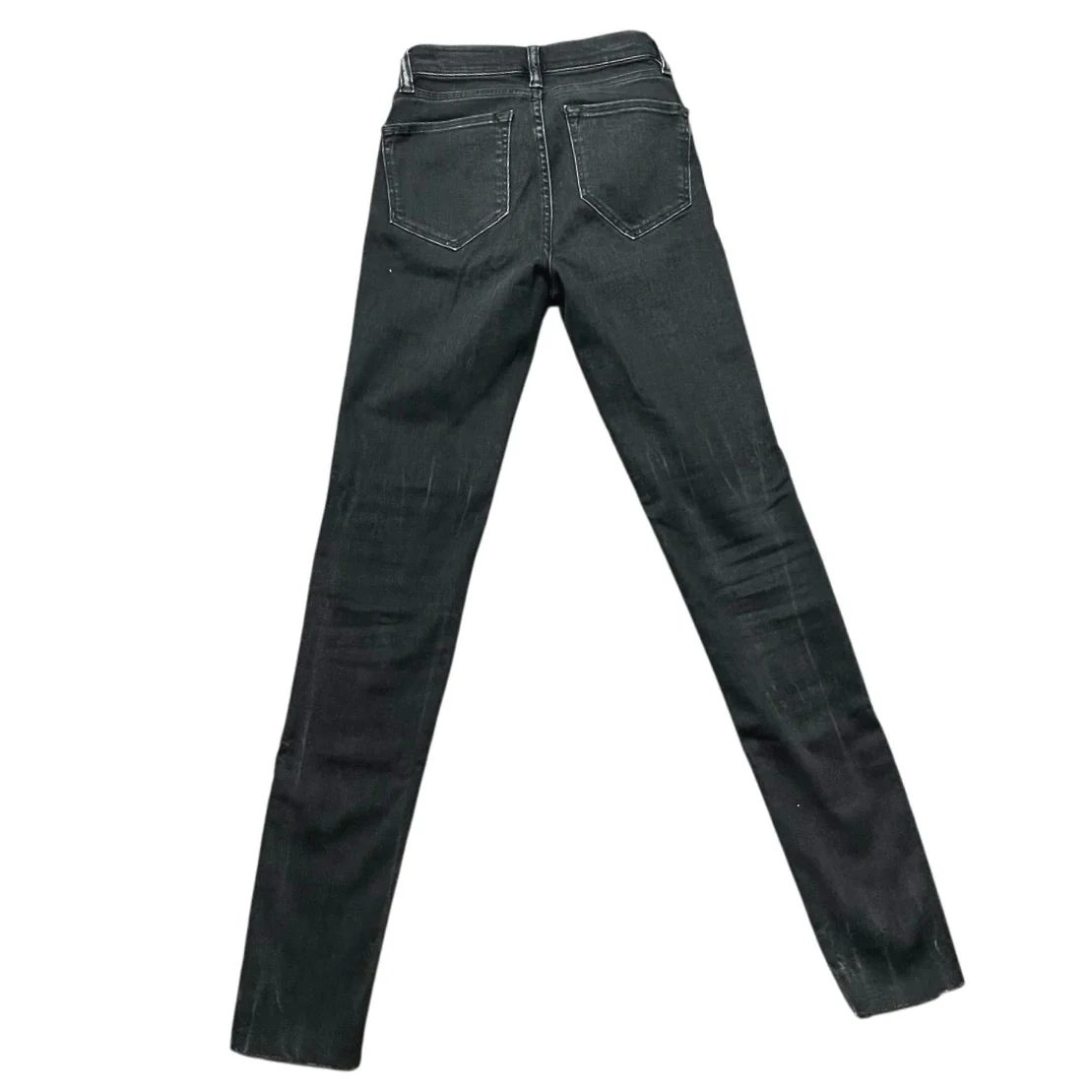 AllSaints Grace Slashed Black Skinny Mid Rise Distressed raw Hem Denim Jeans 25 - Image 2