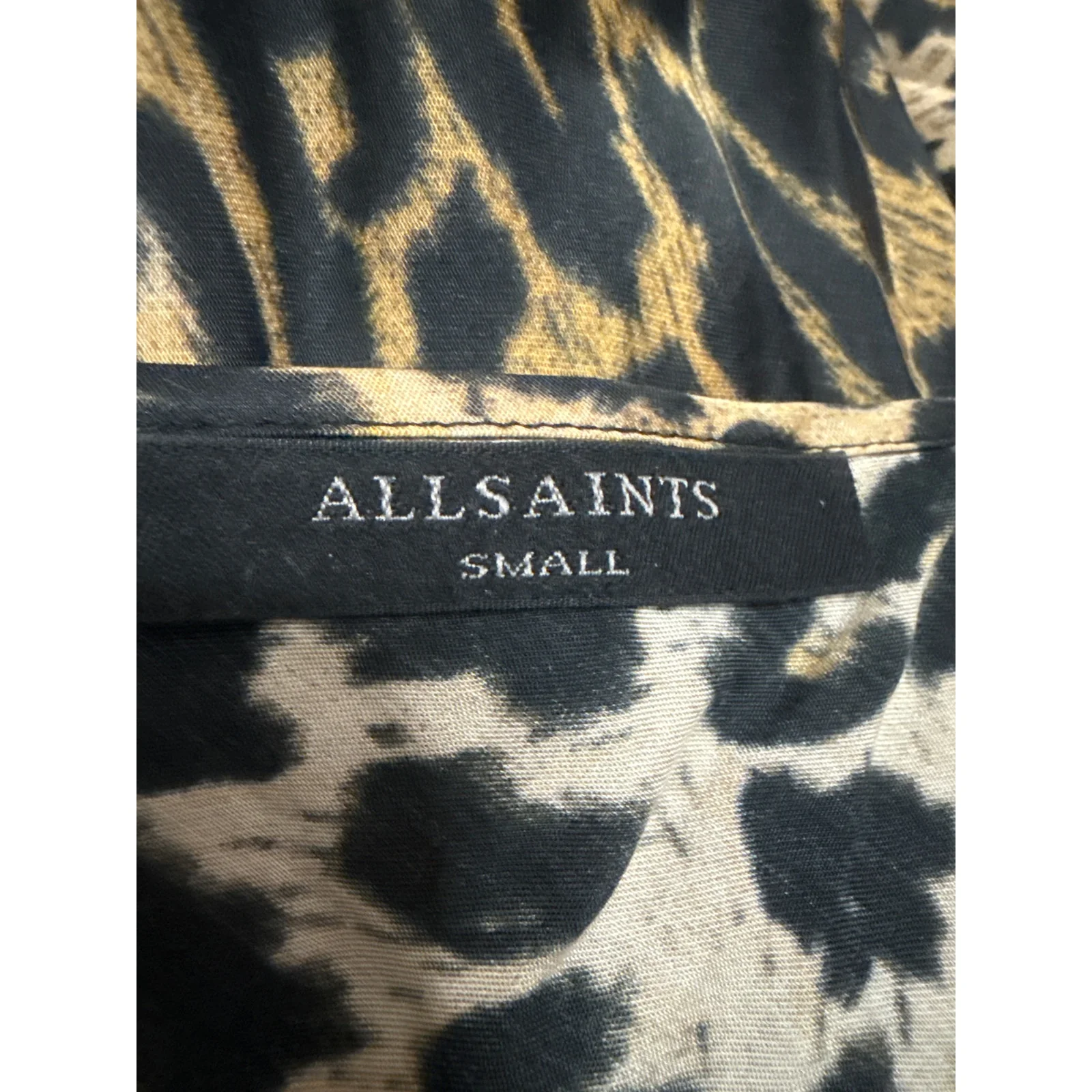 AllSaints Hera Leopard Print Brown Sleeveless V Neck Midi Cami Tank Slip Dress S - Image 4