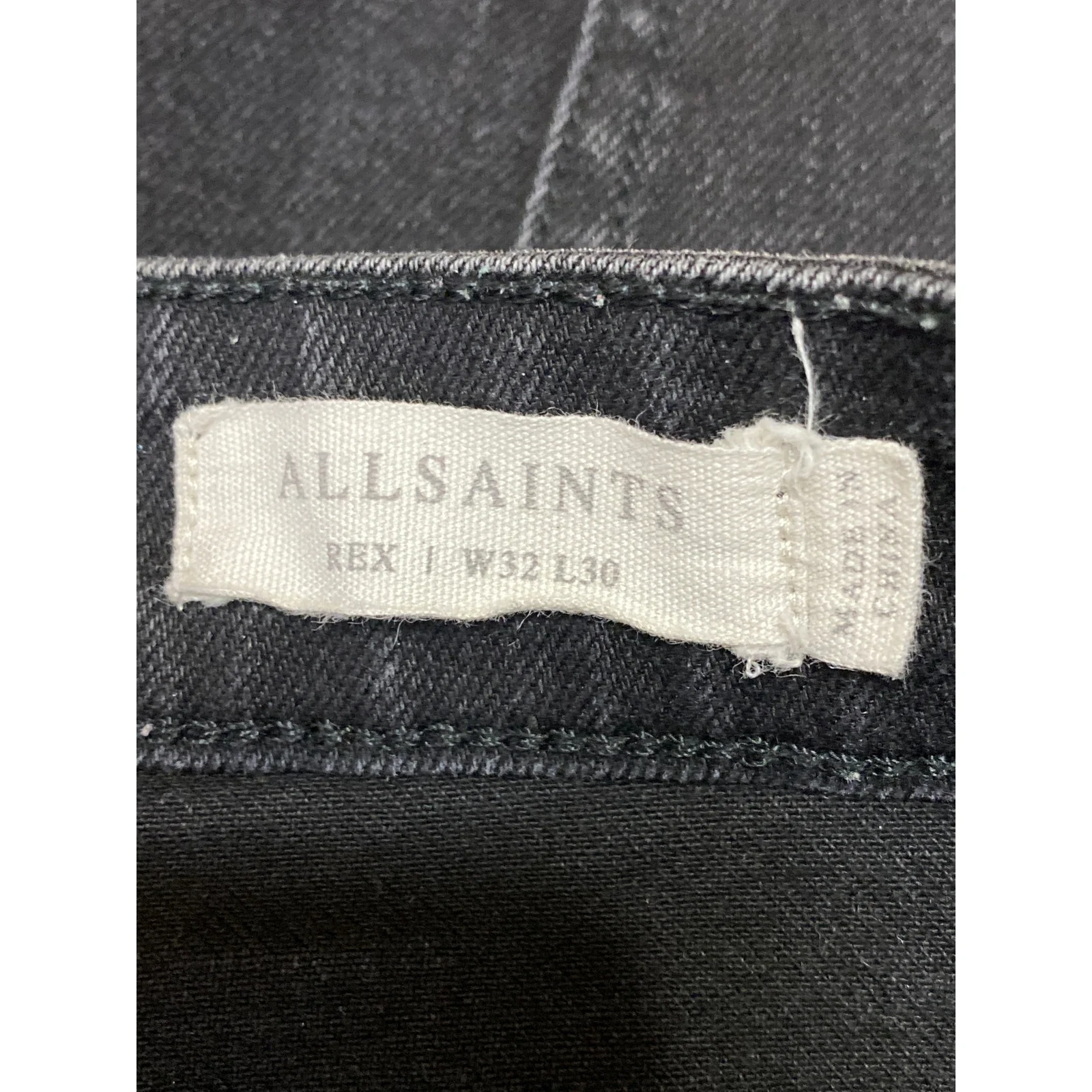 AllSaints Men's Black High Waisted Skinny Leg Slim Fit Denim Jeans Pants Sz 32 - Image 3