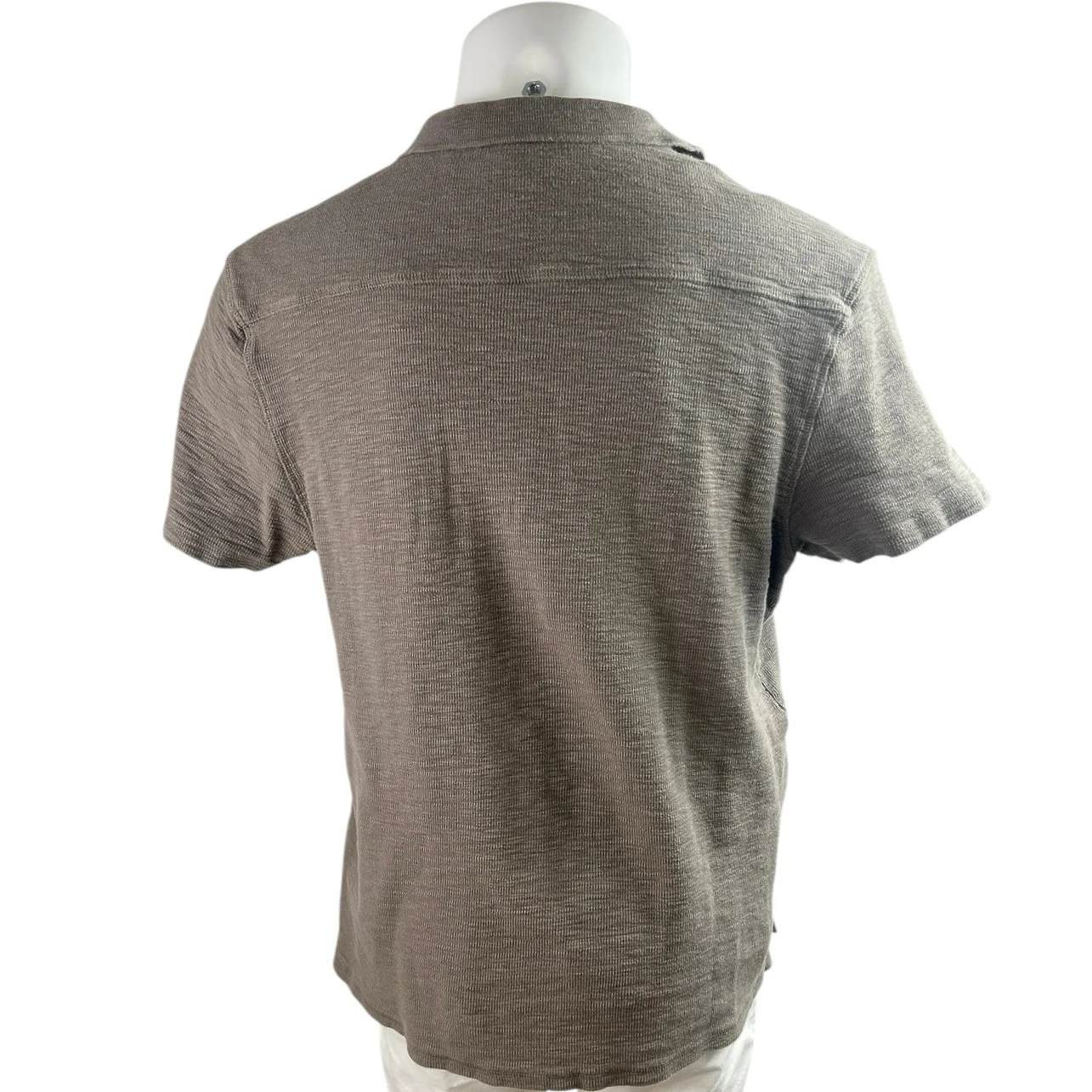 Allsaints Men's Brown Knit Short Sleeve Collared Button Golf Polo Shirt Top Sz L - Image 2
