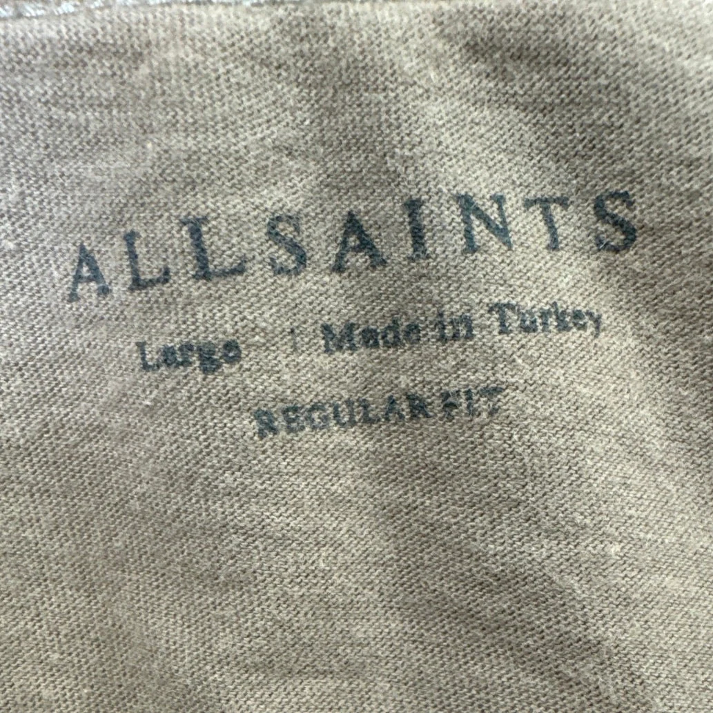 AllSaints Mens Brown Taupe Crew Neck Short Sleeve Regular Fit T-Shirt Tee Top L - Image 4