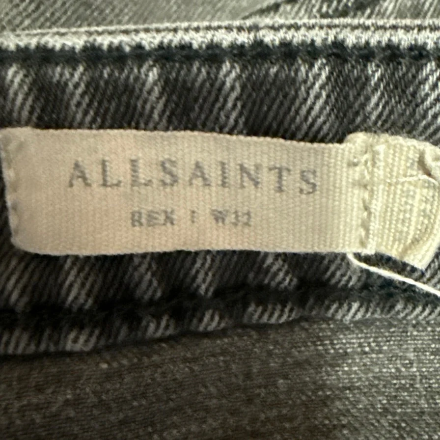 AllSaints Mens Gray Straight Leg Mid Rise Button Fly Denim Jeans Pants Size 32 - Image 4