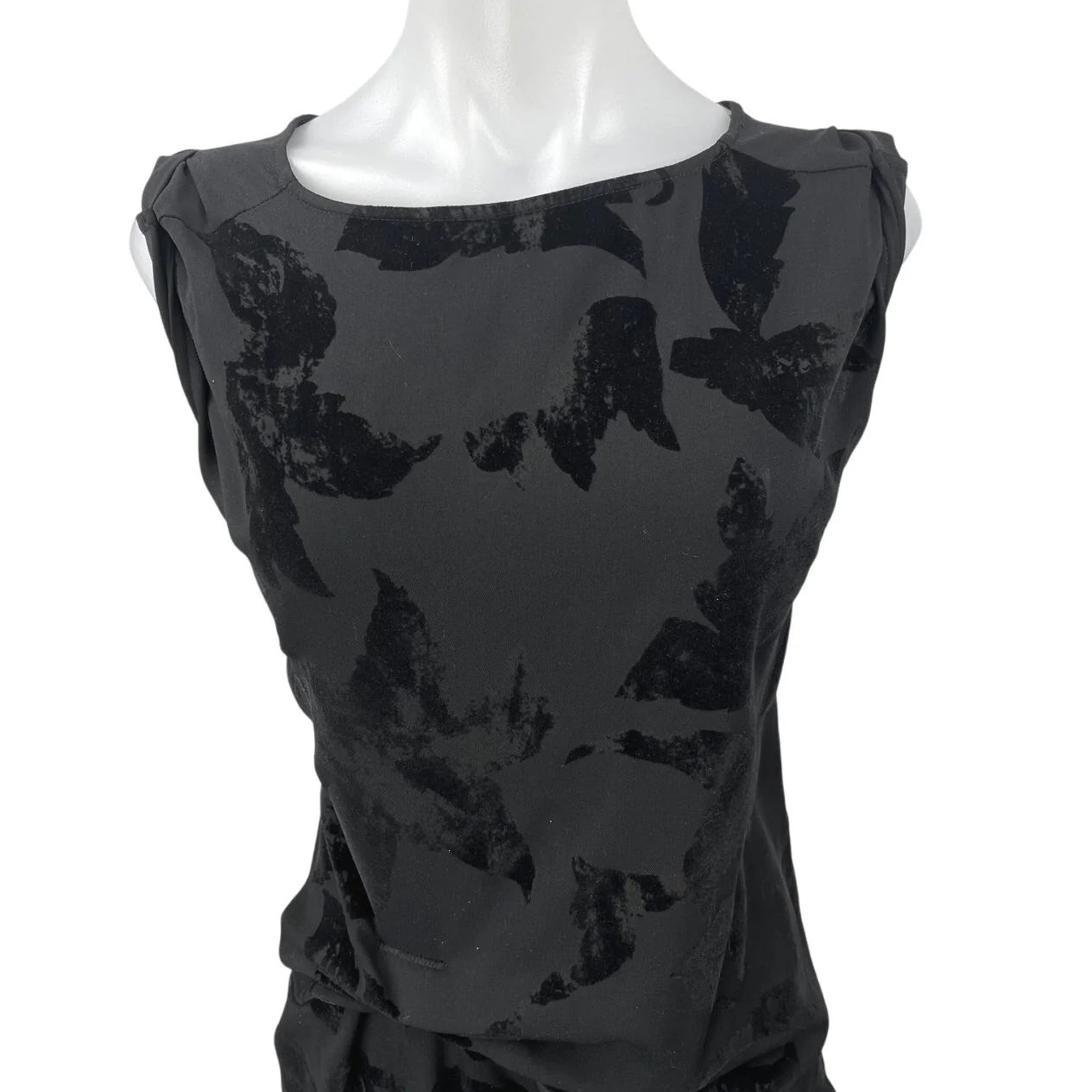 AllSaints Riviera Lux Black Velvet Sleeveless Midi Asymmetric Sheath Dress 0 - Image 3