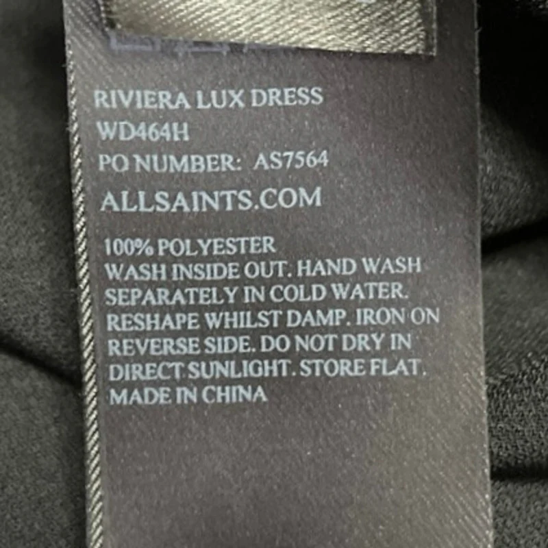 AllSaints Riviera Lux Black Velvet Sleeveless Midi Asymmetric Sheath Dress 0 - Image 5