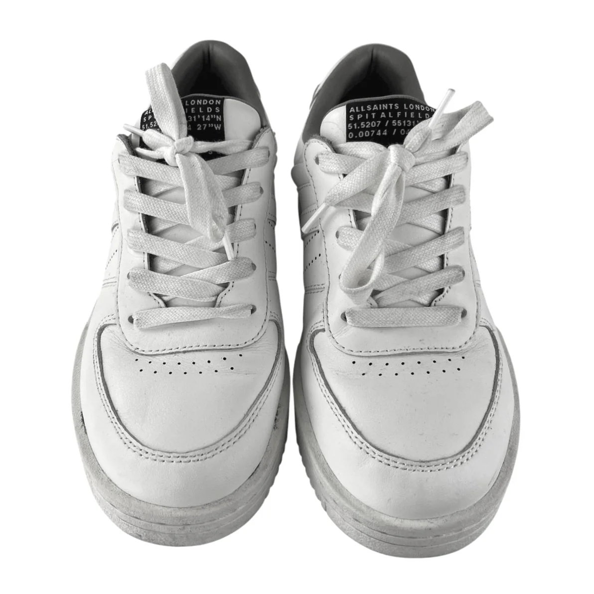 AllSaints VIX Women;s White Leather Low Top Athletic Trainers Sneakers Shoes 7 - Image 2