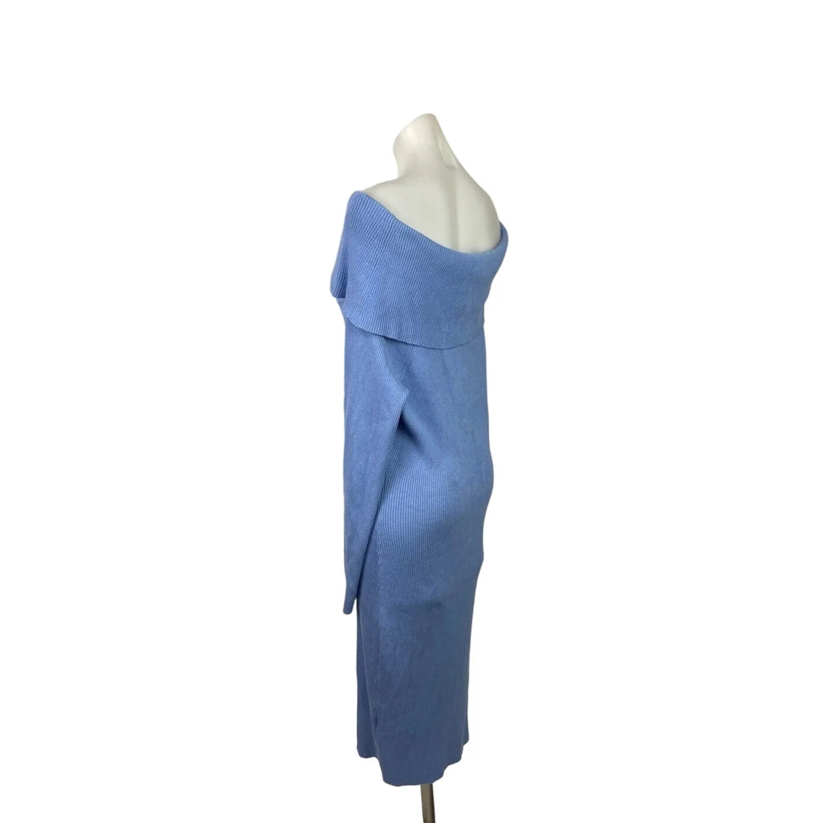Almost Famous Blue Rib Knit Off Shoulder Long Sleeve Bodycon Sweater Dress Sz 3X - Image 2