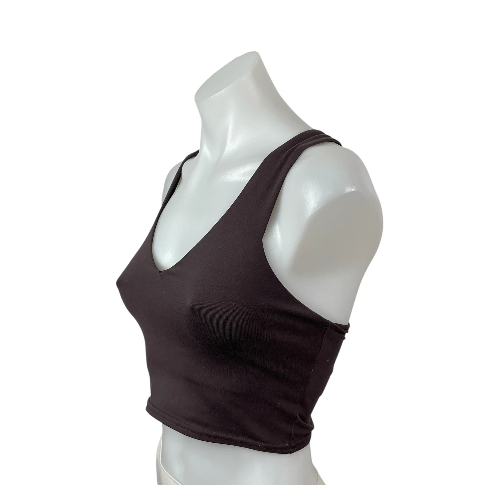 Alo Brown V Neck Sleeveless Yoga Workout Athletic Activewear Crop Tank Top Sz XS - Image 2