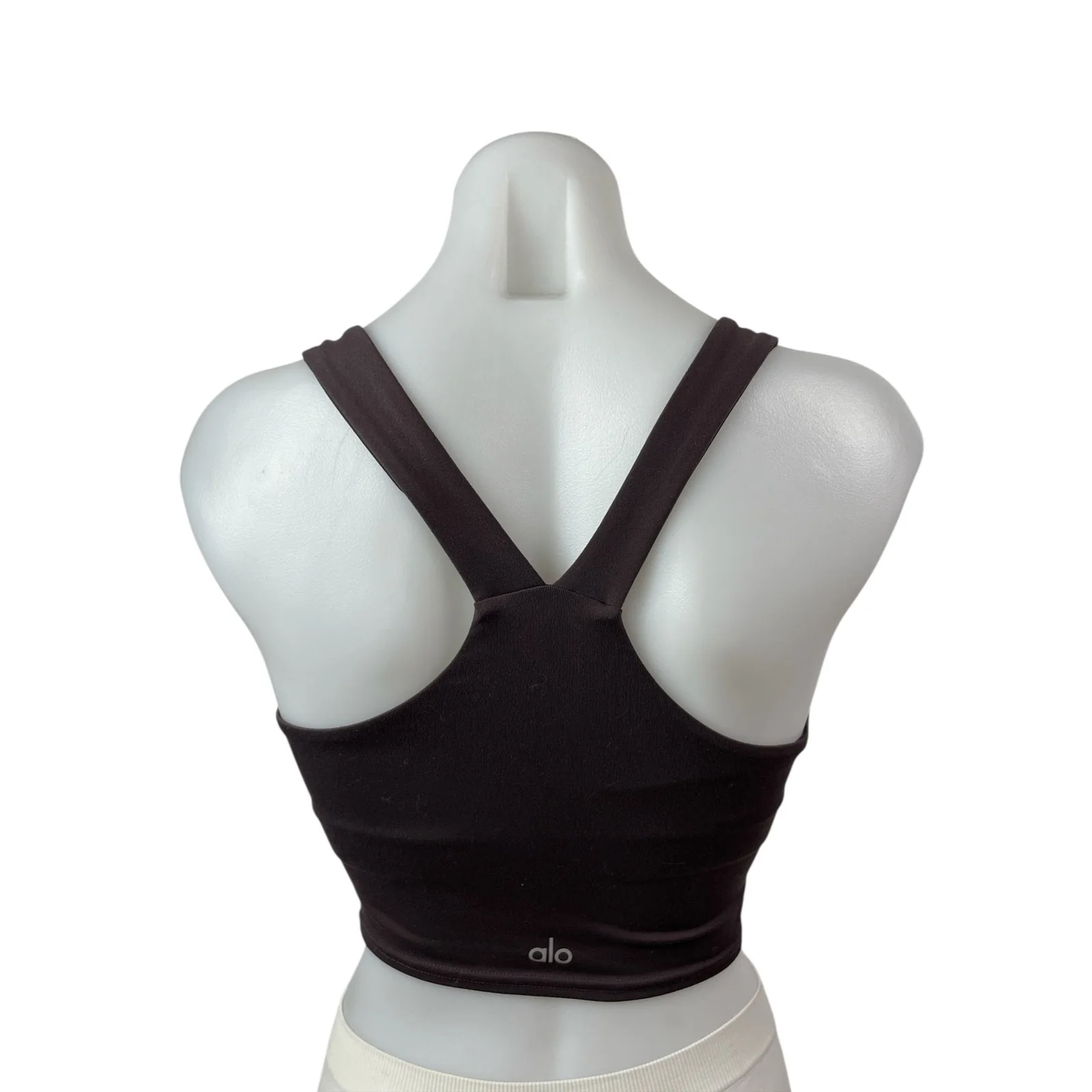 Alo Brown V Neck Sleeveless Yoga Workout Athletic Activewear Crop Tank Top Sz XS - Image 3