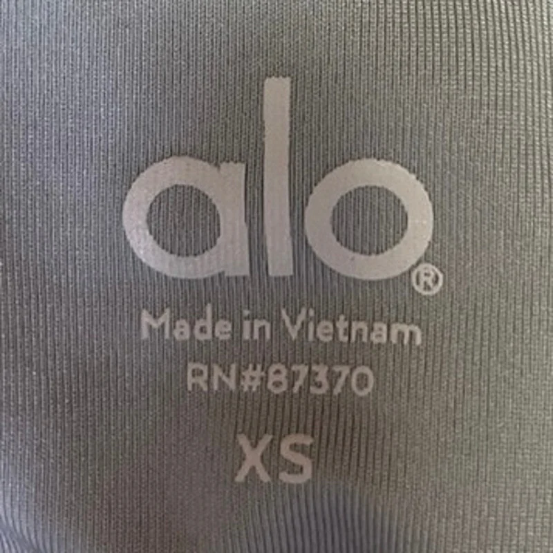 Alo Gray Square Neck Rib Knit Activewear Athletic Cropped Tank Top Sports Bra XS - Image 3