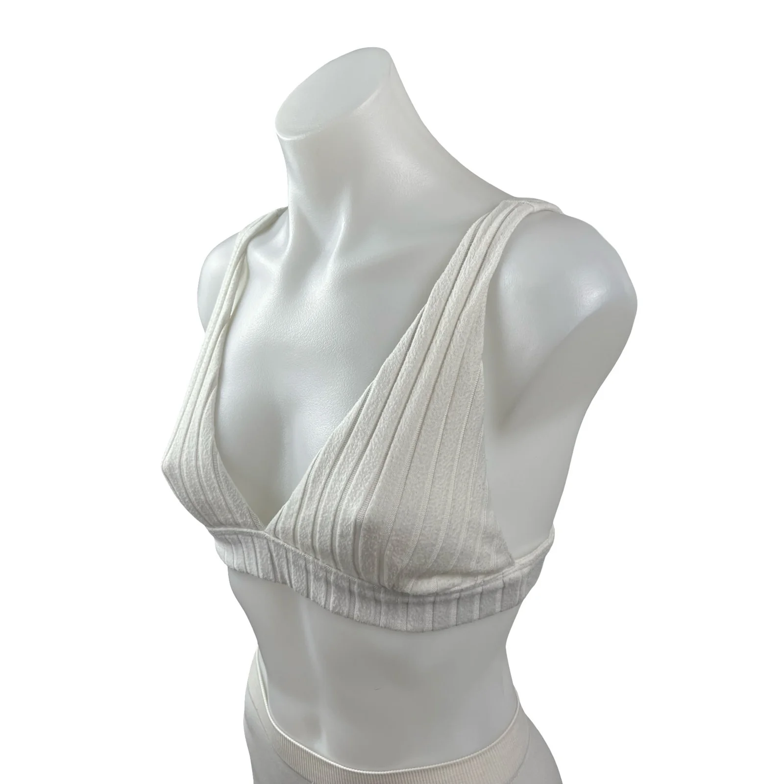 Alo Ribbed Take Comfort White Sleeveless Gym Athletic Activewear Tank Bra Top S - Image 2