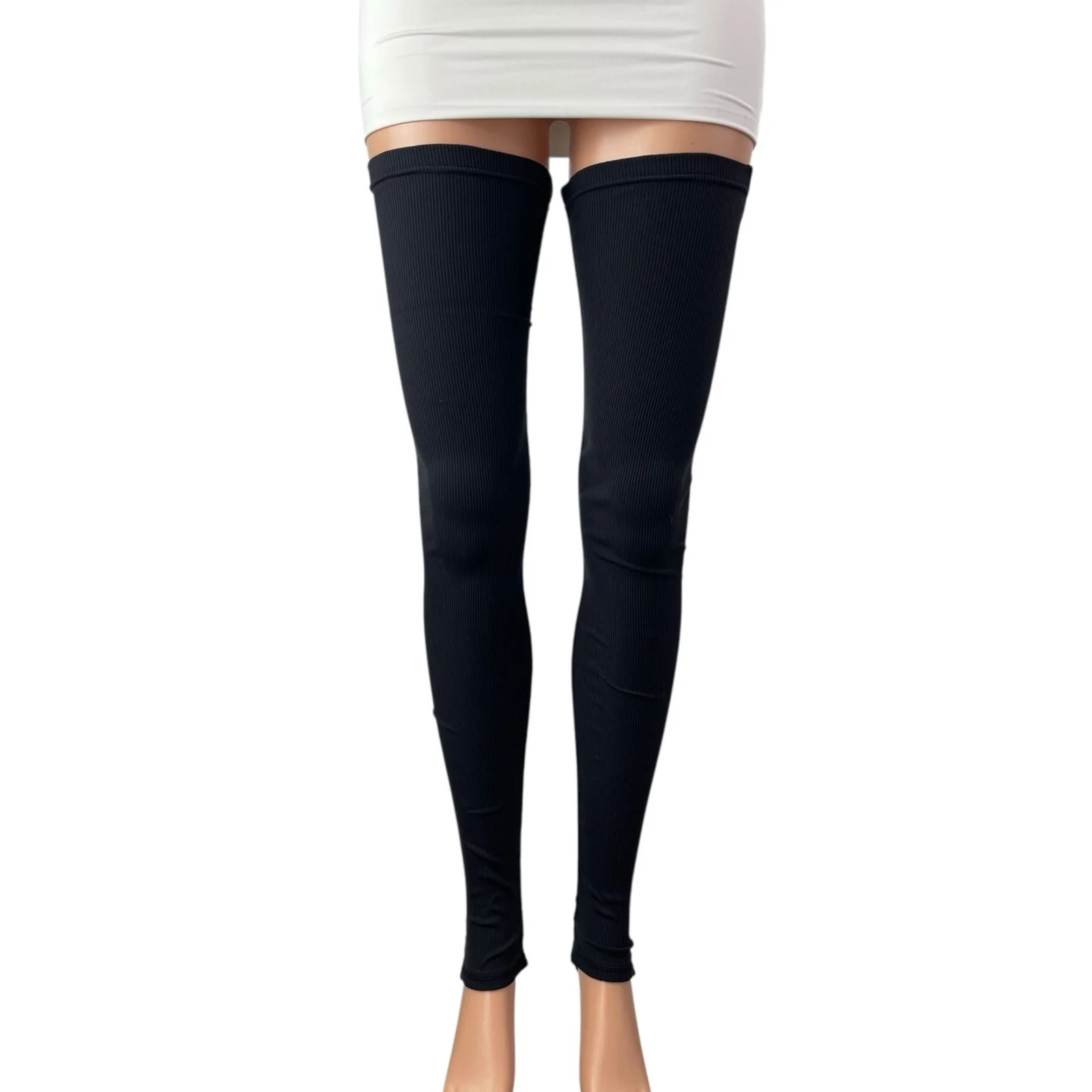 Alo Womens Black Sports Athletic Activewear Thigh High Compression Stockings M/L