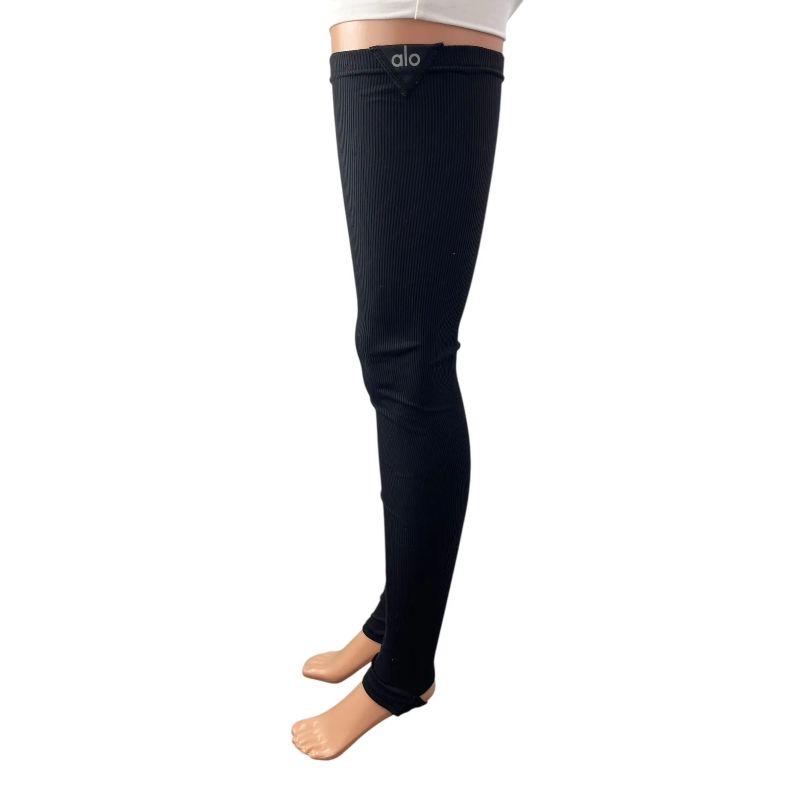 Alo Womens Black Sports Athletic Activewear Thigh High Compression Stockings M/L - Image 3