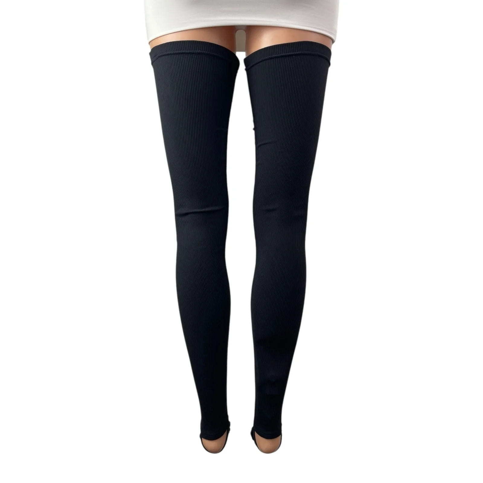 Alo Womens Black Sports Athletic Activewear Thigh High Compression Stockings M/L - Image 4