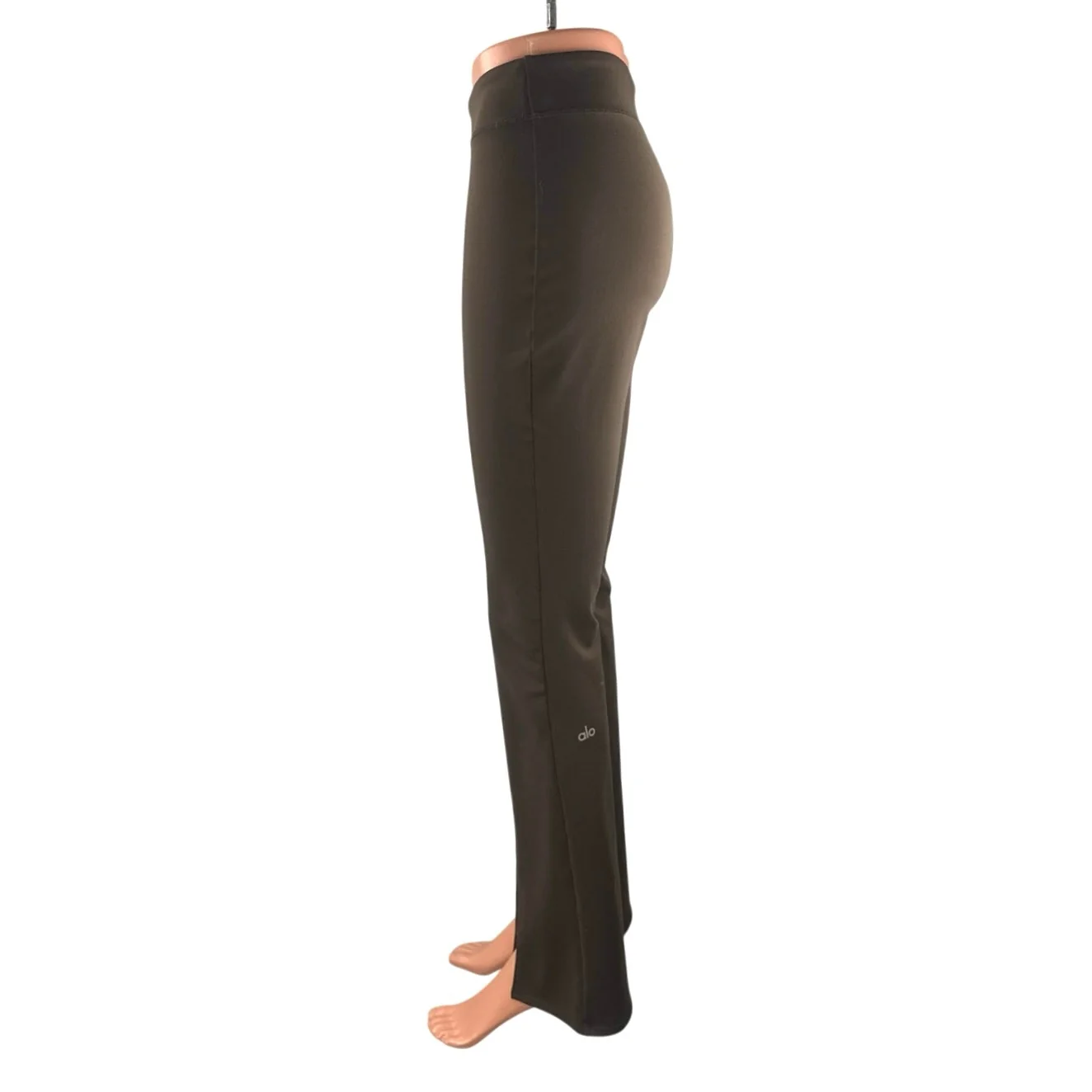 Alo Yoga Airbrush Women's Brown Front Slit Flare Athletic Leggings Pants Size XS - Image 2