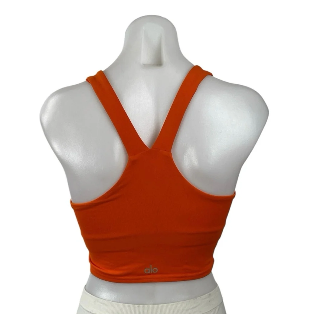 Alo Yoga Coral V Neck Racerback Workout Gym Athletic Sports Bra Crop Top Size S - Image 2