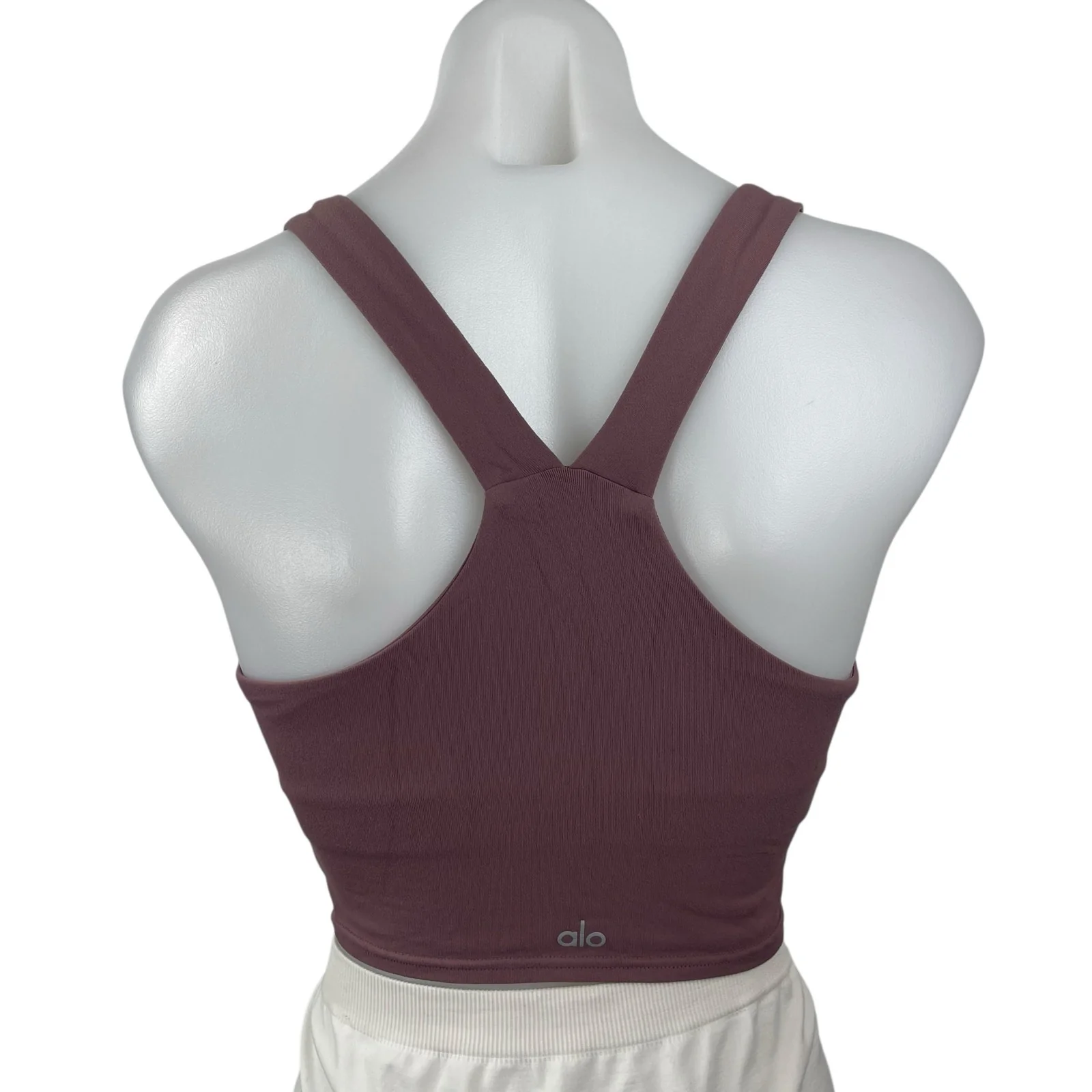 Alo Yoga Dusty Purple V Neck Racerback Workout Running Athletic Crop Top Size S - Image 2