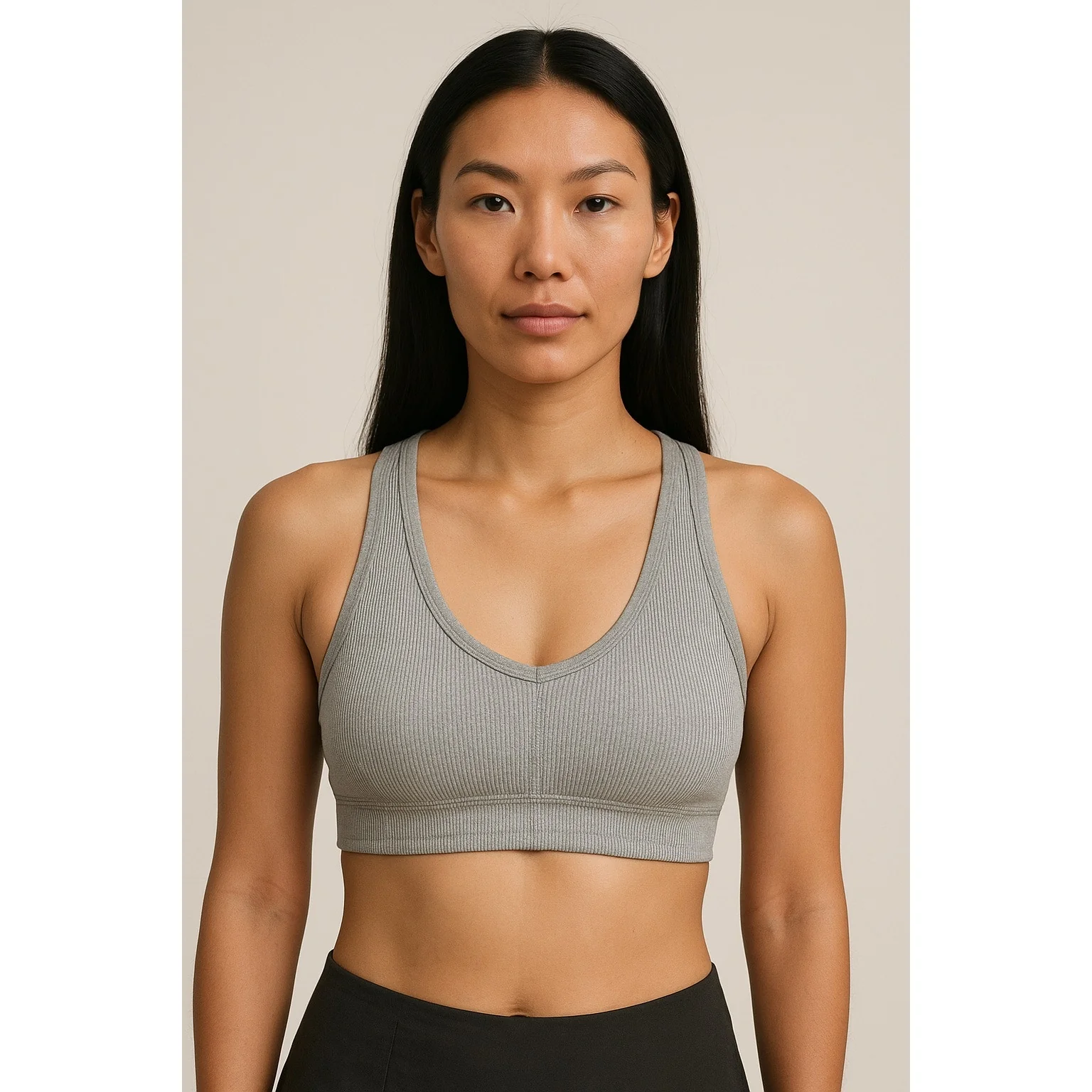 Alo Yoga Gray Rib Knit Sleeveless Cami Camisole Sports Bra Crop Tank Top Size S - Image 3