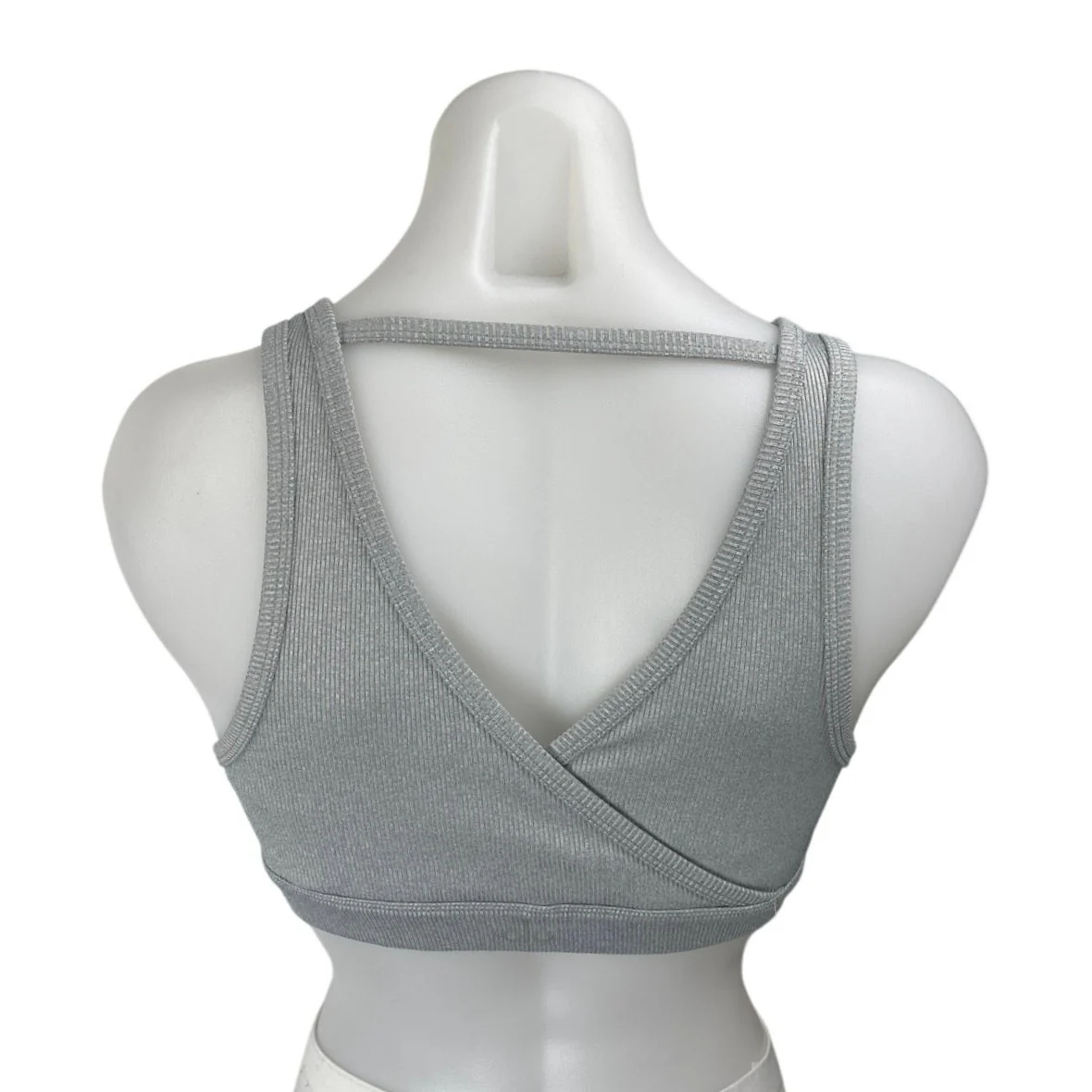 Alo Yoga Gray Rib Knit Sleeveless Cami Camisole Sports Bra Crop Tank Top Size S - Image 4