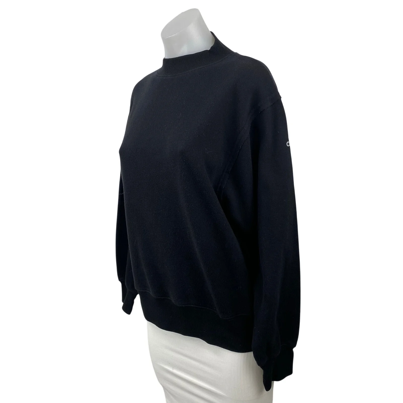Alo Yoga Hazy Black Fleece Mock Neck Long Sleeve Sweater Sweatshirt Top Size XS - Image 2