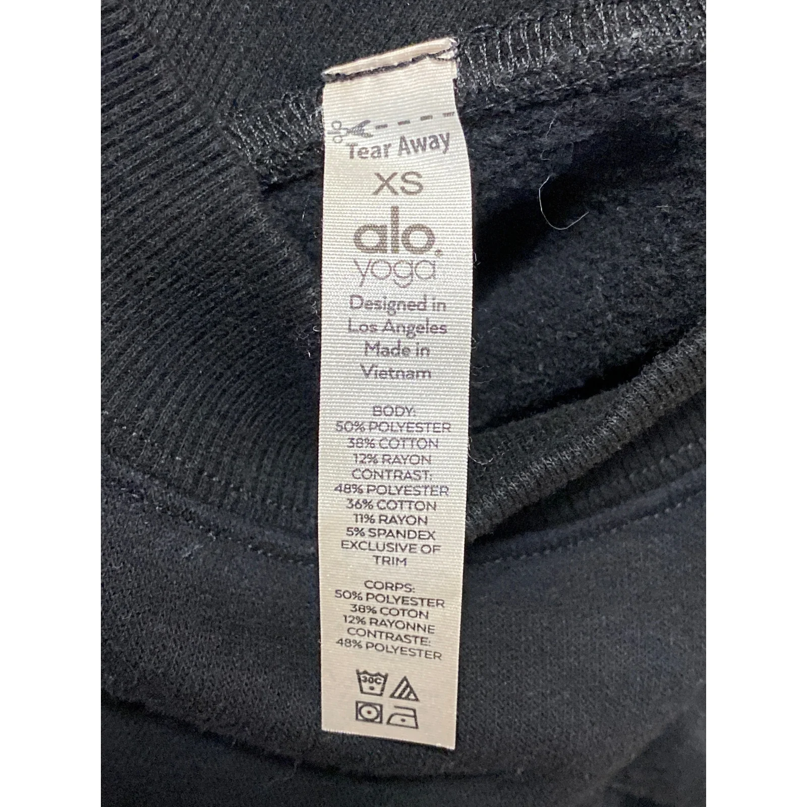 Alo Yoga Hazy Black Fleece Mock Neck Long Sleeve Sweater Sweatshirt Top Size XS - Image 5