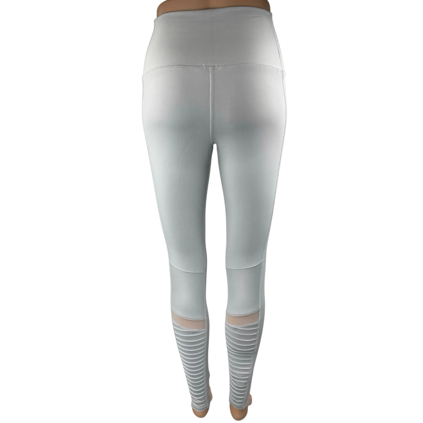 Alo Yoga Moto Women's White High Rise Mesh Workout Athletic Leggings Pants Sz M - Image 3