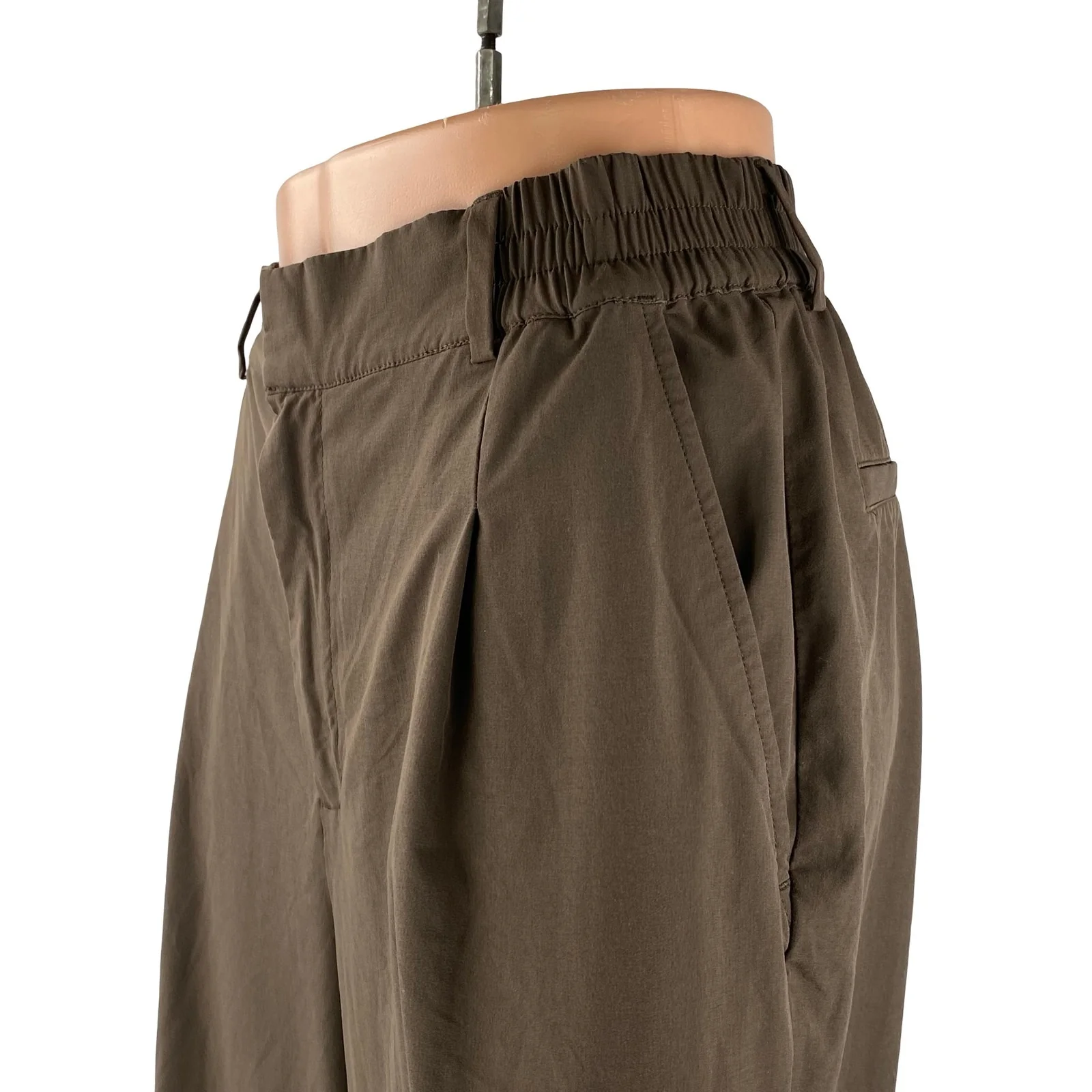 Alo Yoga Womens Brown Pleated High Rise Straight Wide Leg Trousers Dress Pants S - Image 2