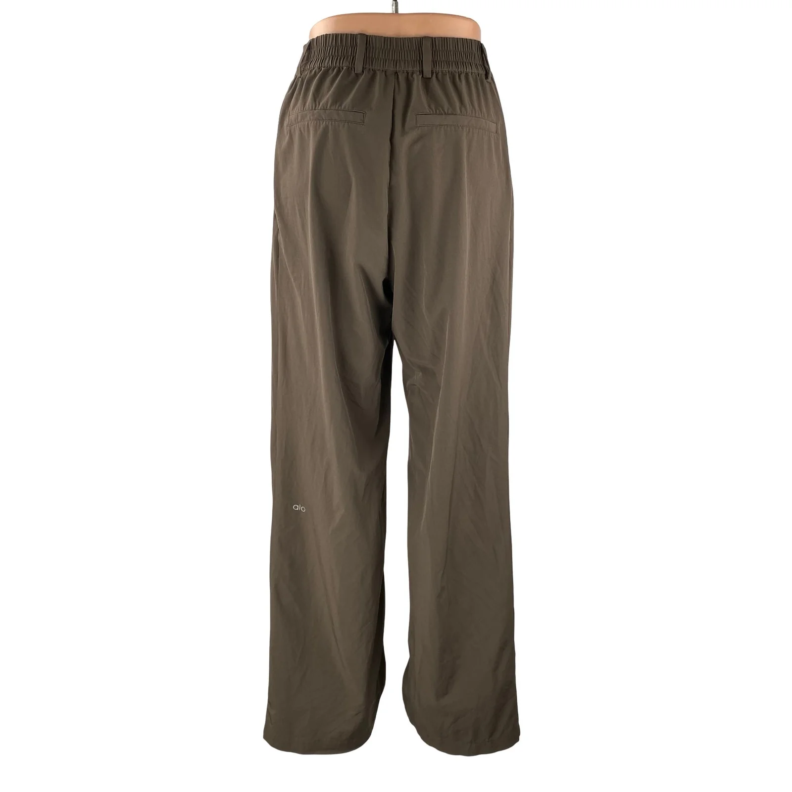 Alo Yoga Womens Brown Pleated High Rise Straight Wide Leg Trousers Dress Pants S - Image 4