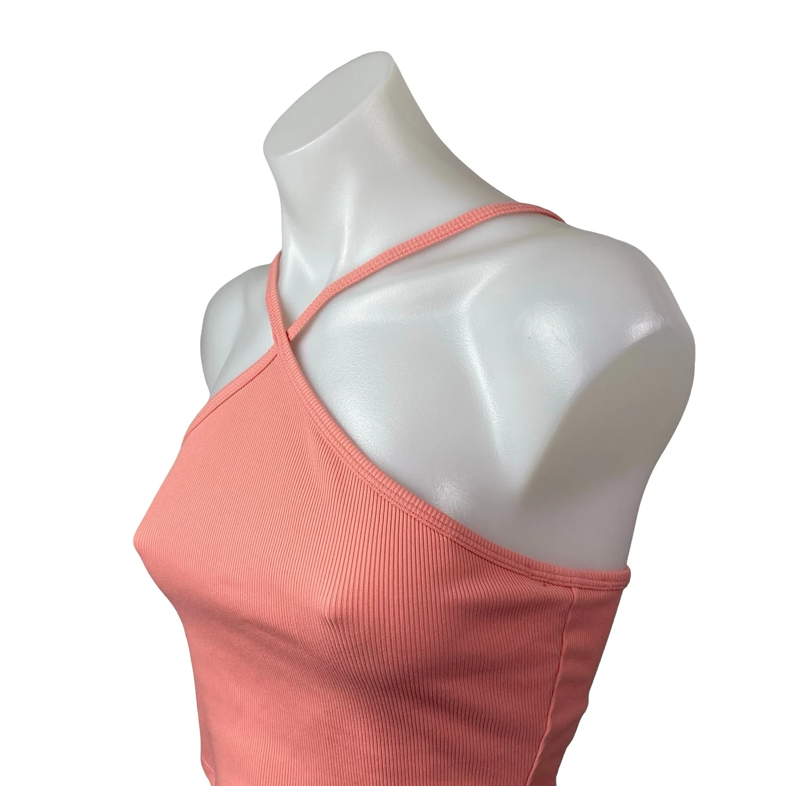 Alo Yoga Women's Coral Ribbed Knit Yoga Workout Running Athletic Crop Top Size S - Image 2