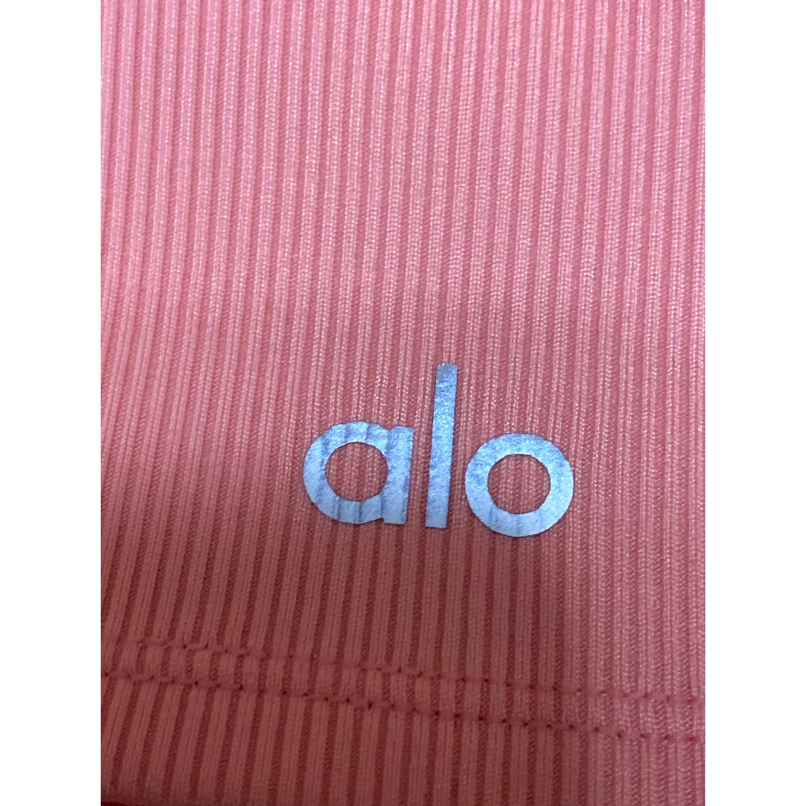 Alo Yoga Women's Coral Ribbed Knit Yoga Workout Running Athletic Crop Top Size S - Image 5