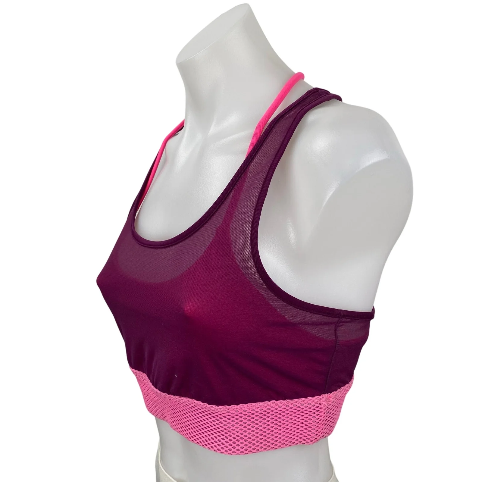 Alo Yoga Women's Pink Mesh Racerback Workout Athletic Sports Bra Crop Top Size M - Image 3