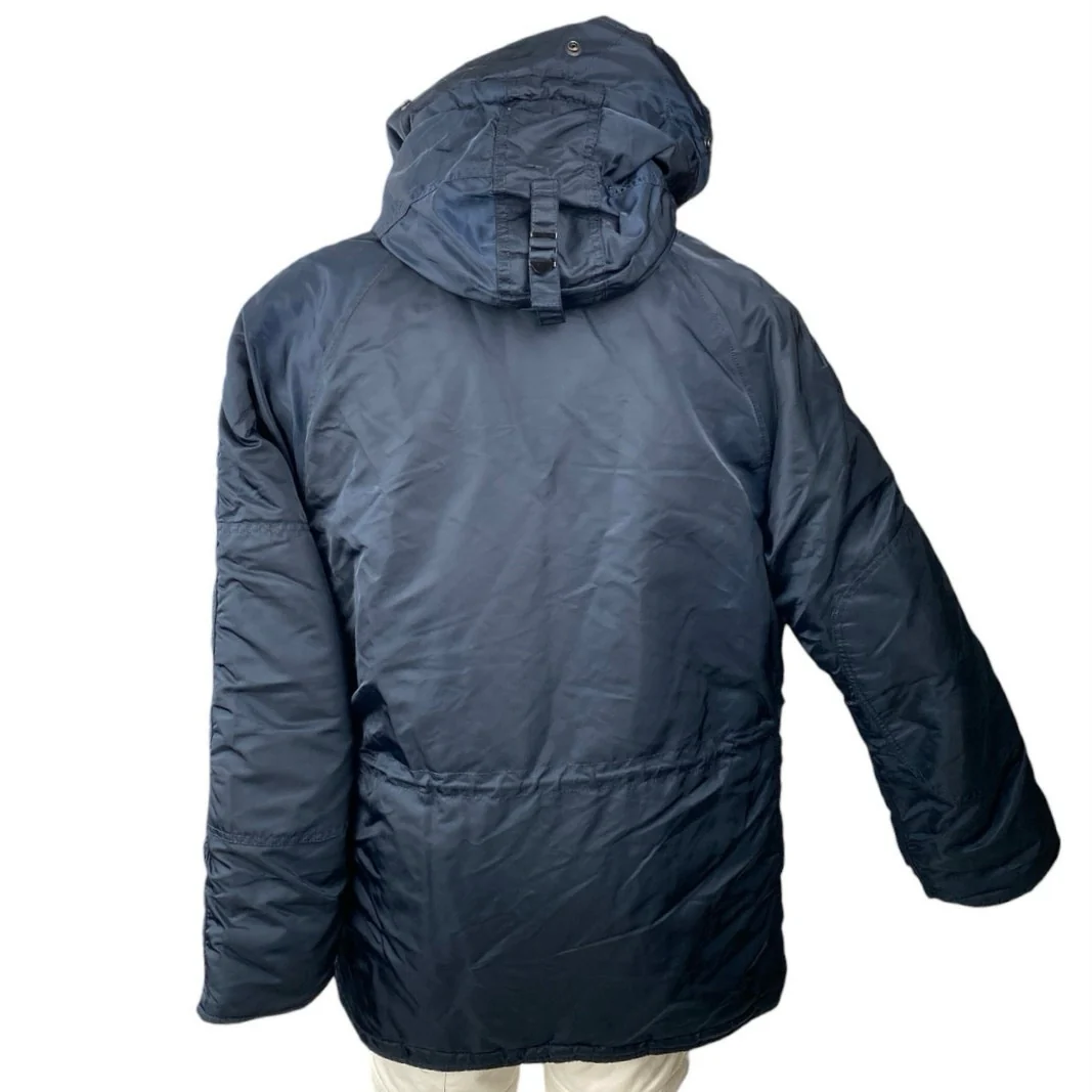 Alpha Industries Black Hooded Long Sleeve Pocket Snorkel Parka Coat Jacket Sz M - Image 3