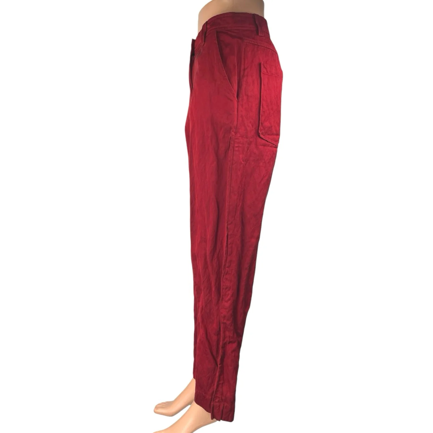 Alpha60 Women's Red High Waisted Wide Leg Baggy Cropped Trousers Pants Size S - Image 2