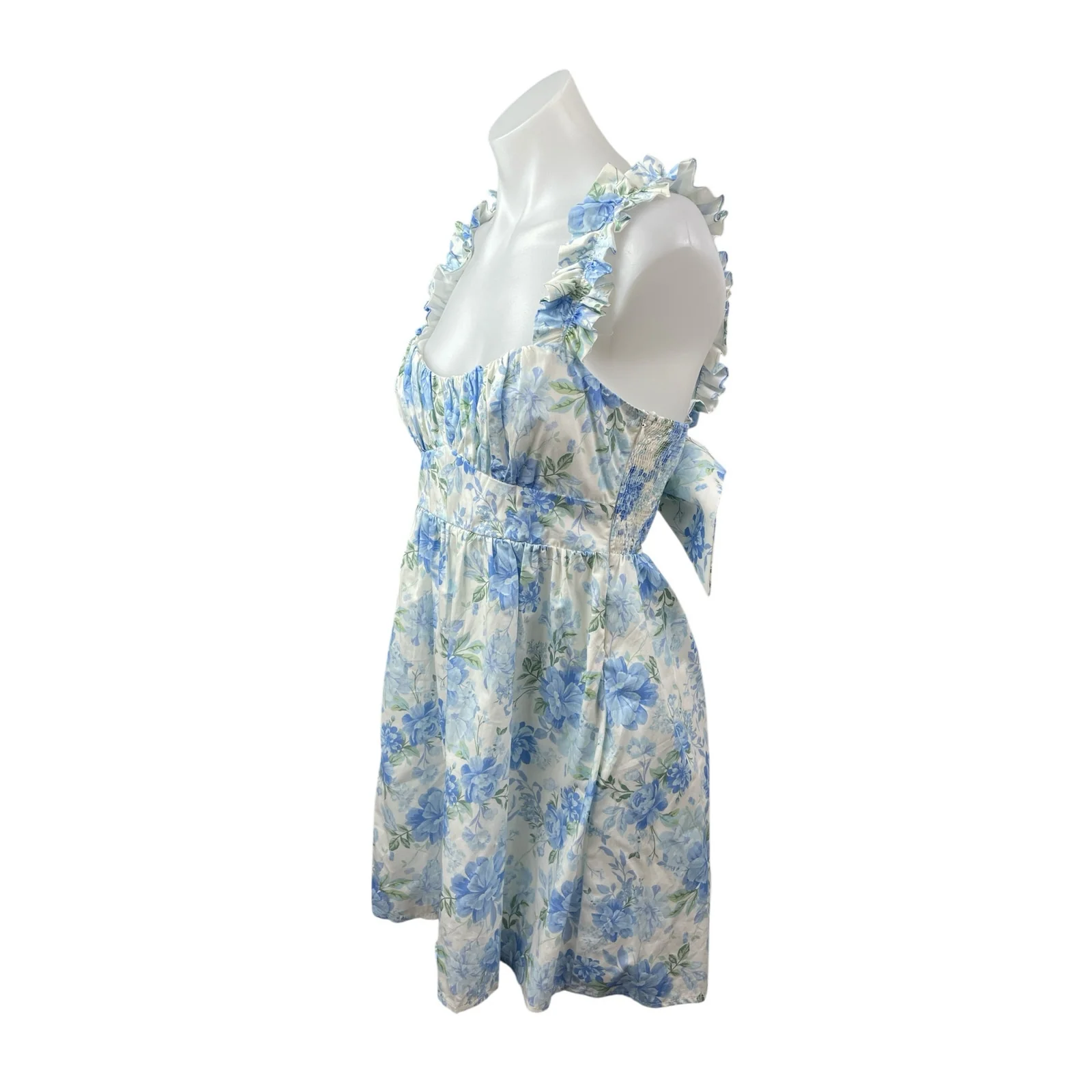 Altar'd State Alexa Floral Smocked Ruffled Sleeveless Mini Flare A-Line Dress S - Image 3