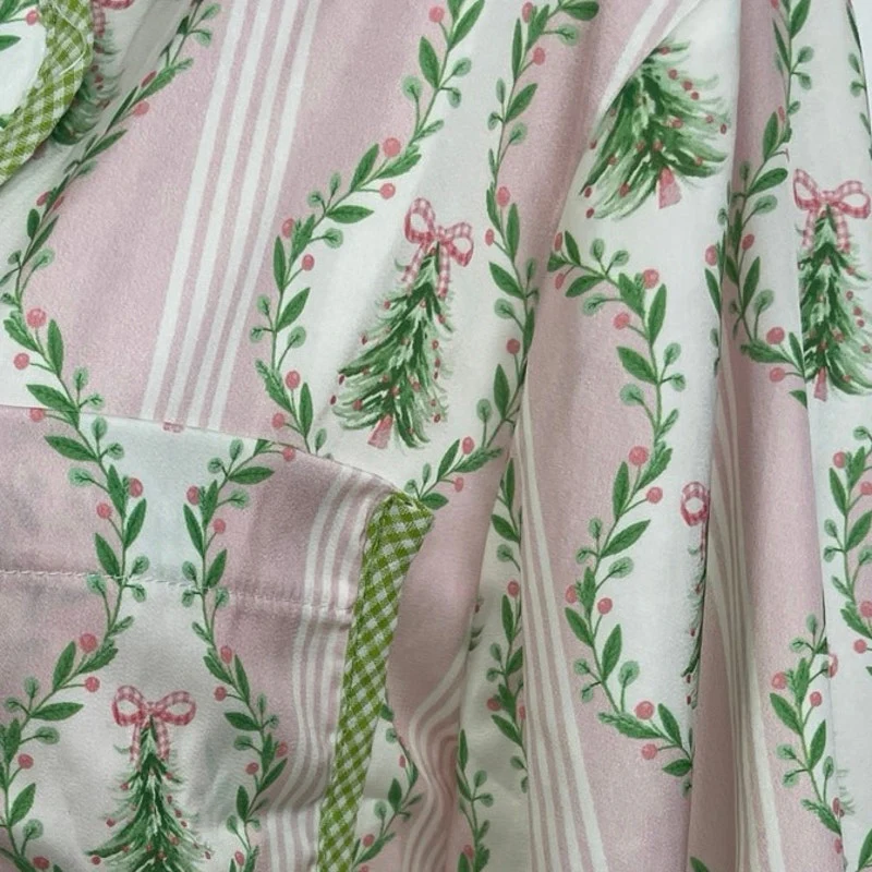 Altar'd State Blythe Satin Christmas Long Sleeve Shorts Pajama Sleepwear Set S - Image 2