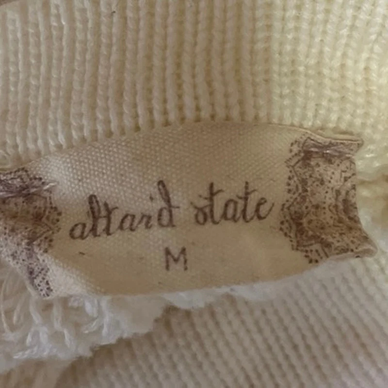 Altar'd State Cream Knit V Neck Lace Up Oversized Hi Low Sweater Top Size M - Image 3