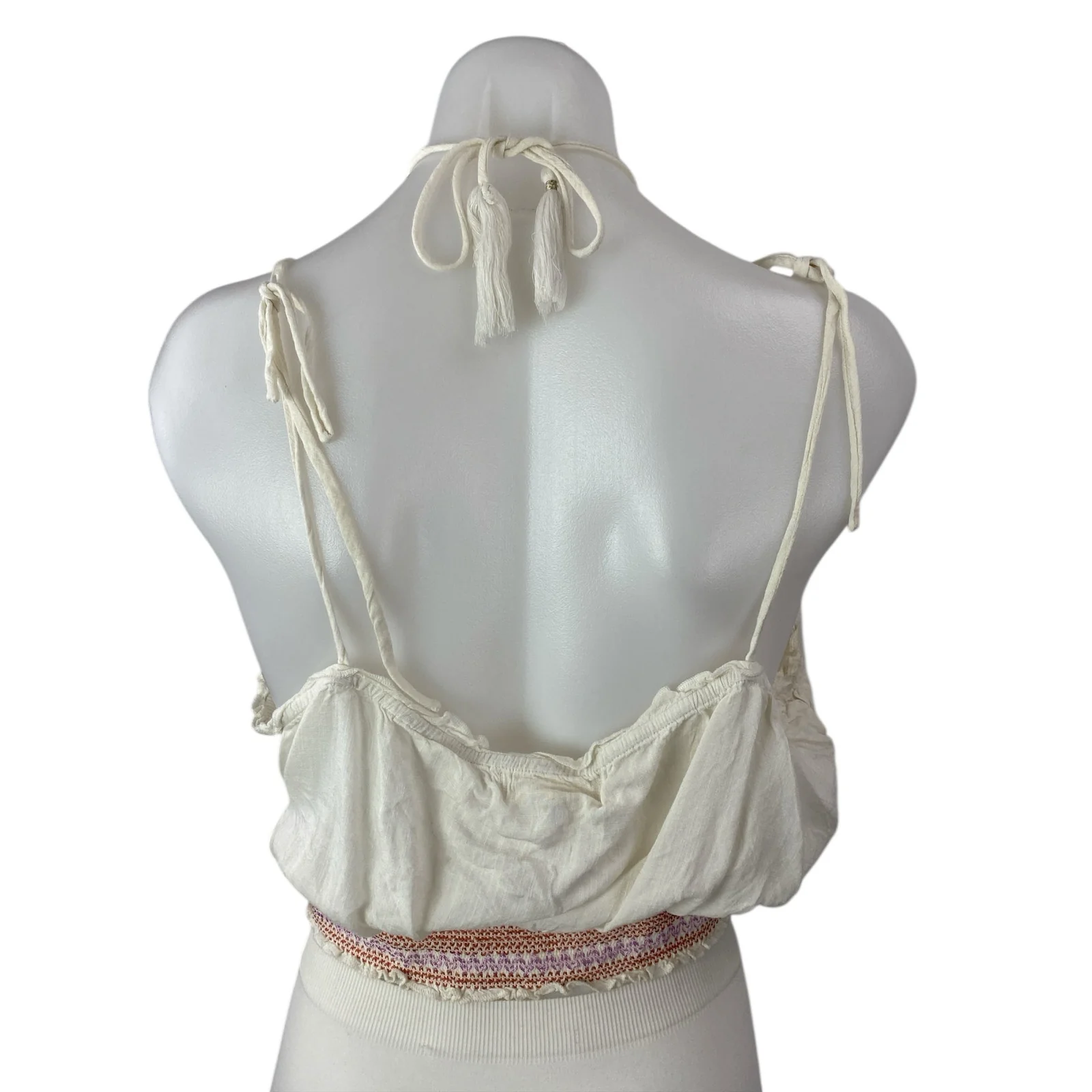 Altar'd State White Floral Embroidered Sleeveless Halter Crop Cami Tank Top Sz L - Image 2
