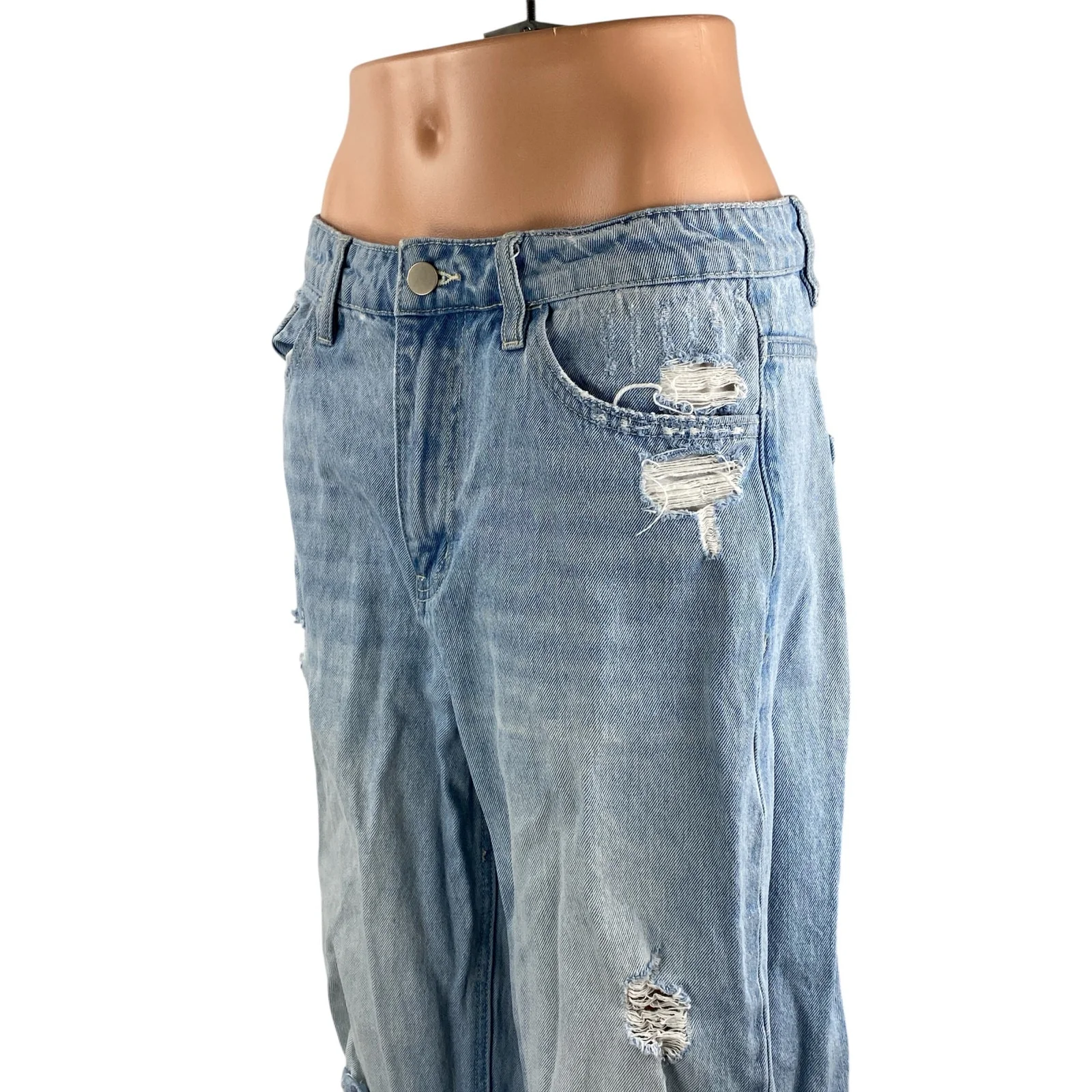 Altar'd State Women's Blue Distressed High Rise Wide Leg Denim Jeans Size 29 - Image 2