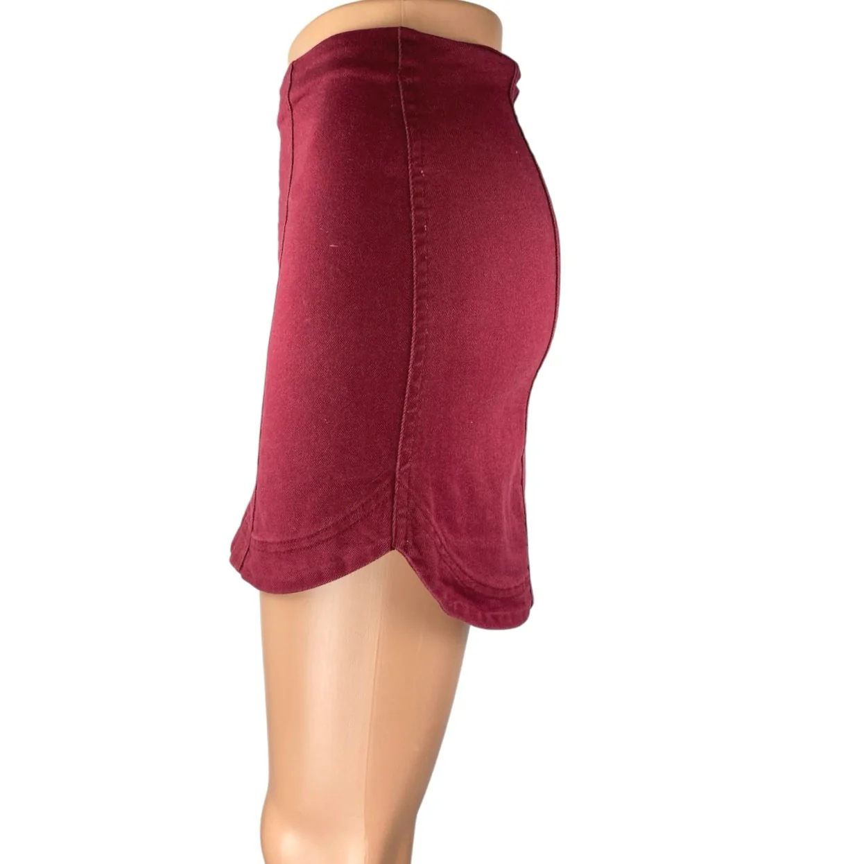 Altar'd State Women's Red Zip Stretch Mini Pencil Bodycon Denim Jeans Skirt Sz S - Image 2