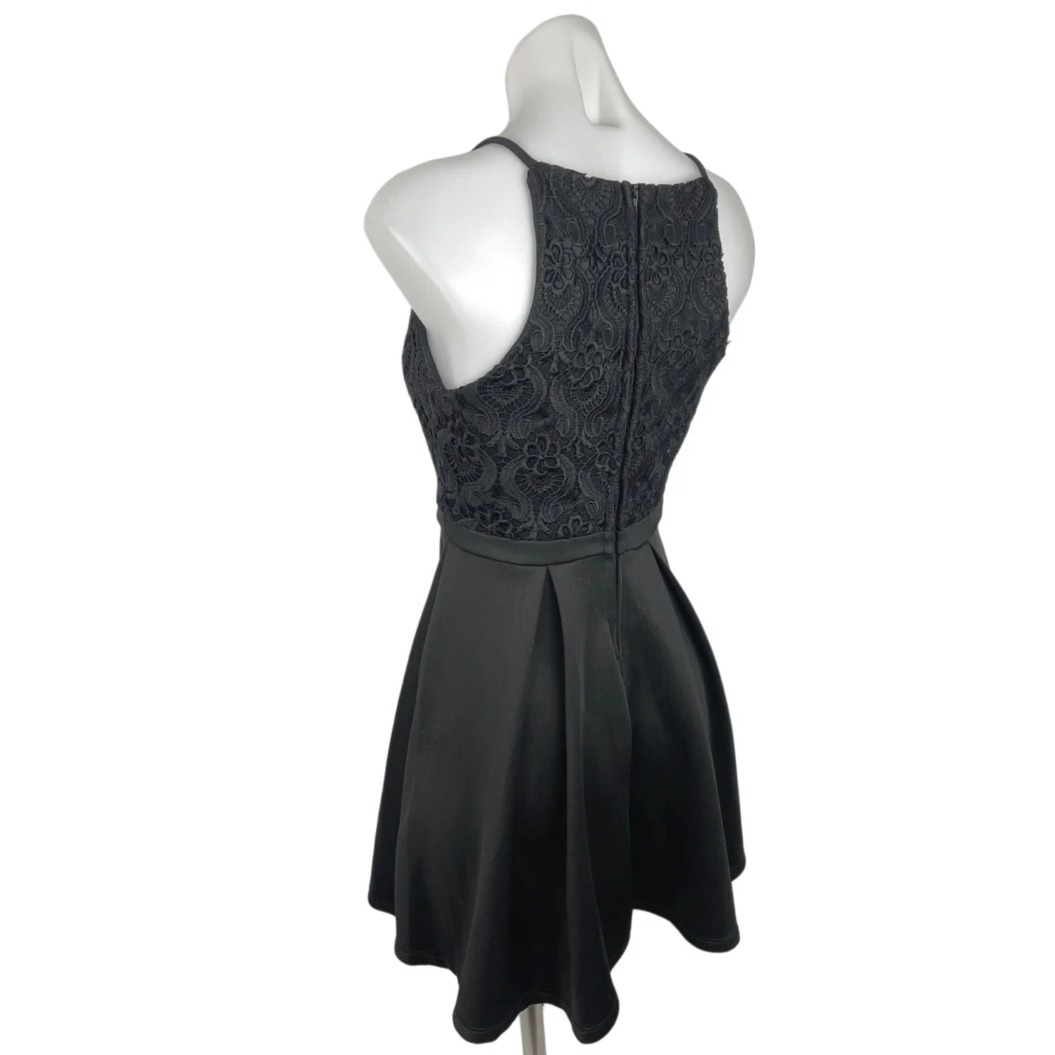 Alya Black Lace Sleeveless Pleated Fit & Flare Mini Skater Tank Dress Size XS - Image 2