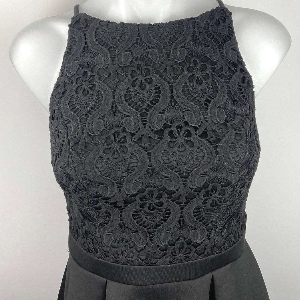 Alya Black Lace Sleeveless Pleated Fit & Flare Mini Skater Tank Dress Size XS - Image 3