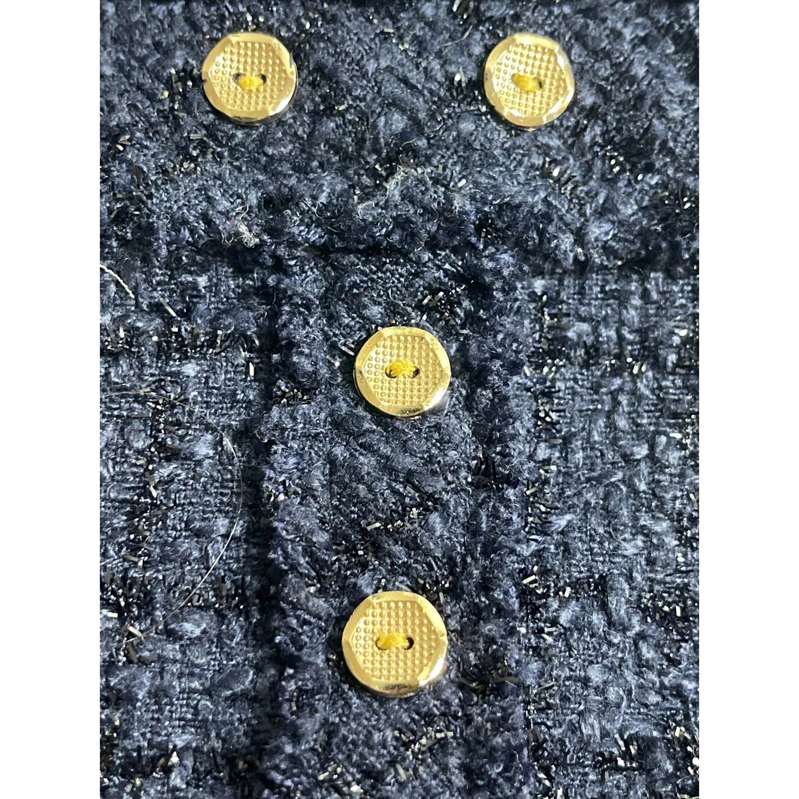 Alythea Women's Blue Tweed Frayed Hem Mid Rise Slim Button Mini Straight Skirt M - Image 6