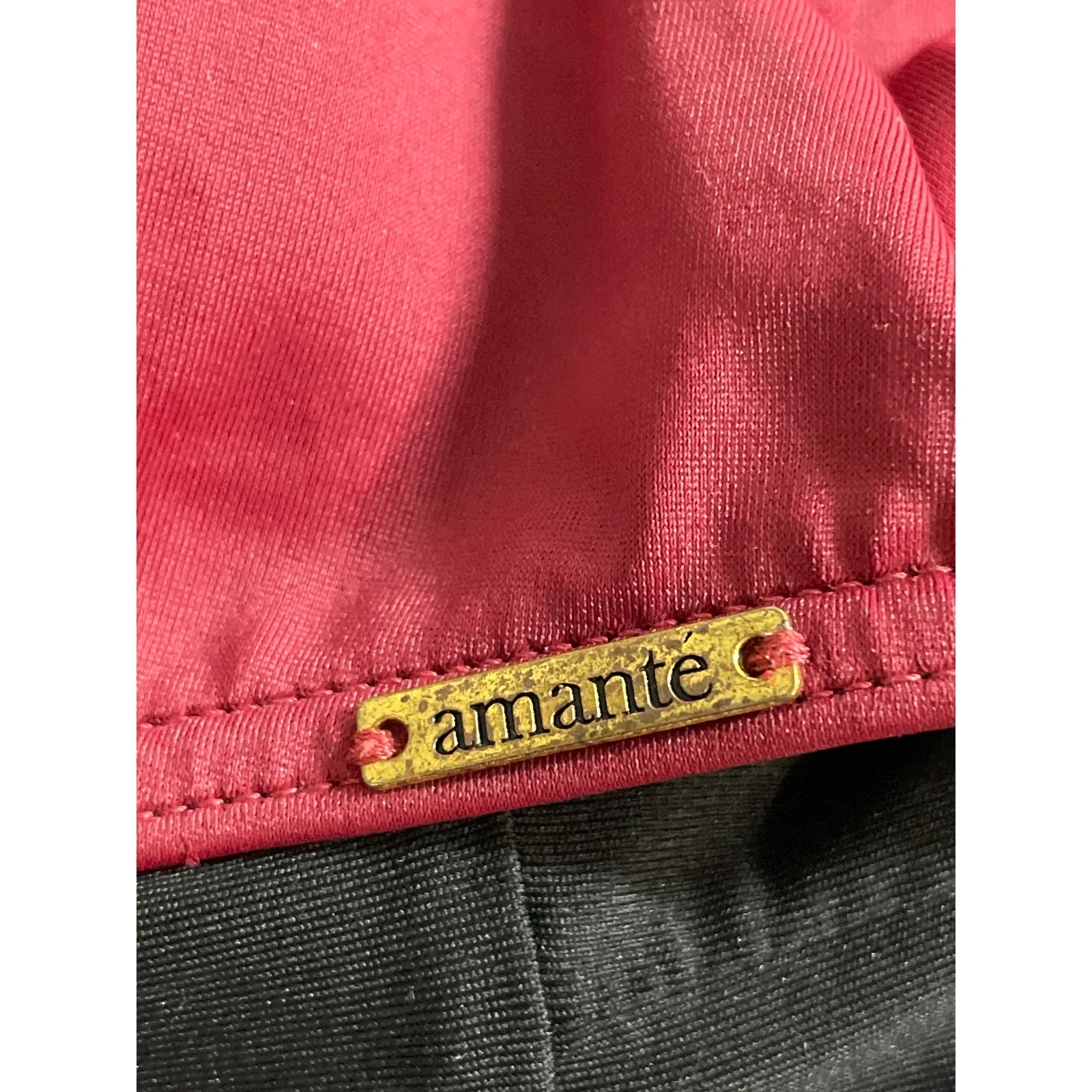 Amante Red Silk Satin Braided Halter Open Back One Piece Swimsuit Swimwear Sz L - Image 5