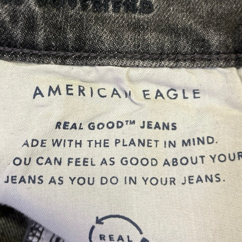American Eagle Black Distressed Real Good High Waist Cropped Mom Denim Jeans 0 - Image 4